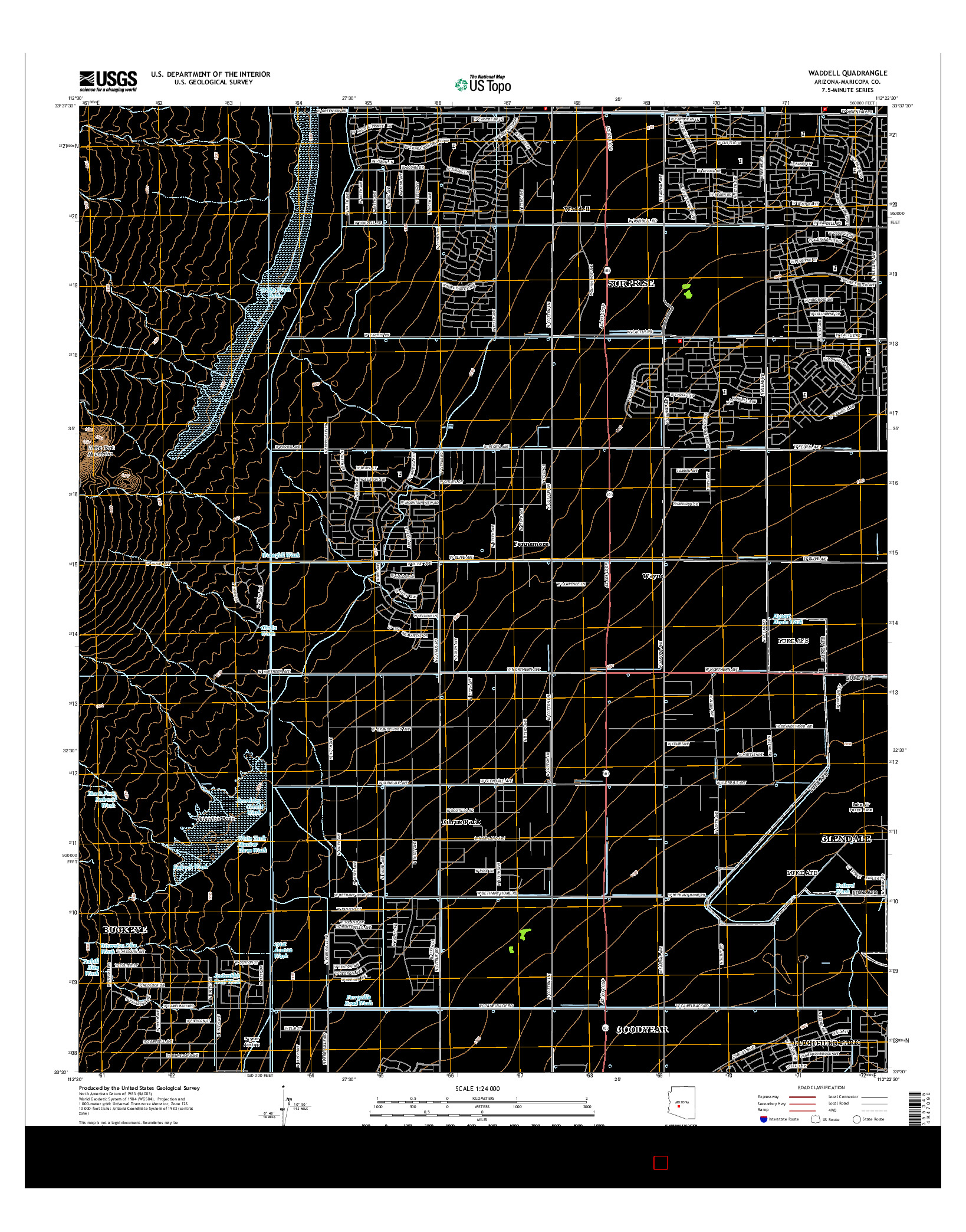 USGS US TOPO 7.5-MINUTE MAP FOR WADDELL, AZ 2014