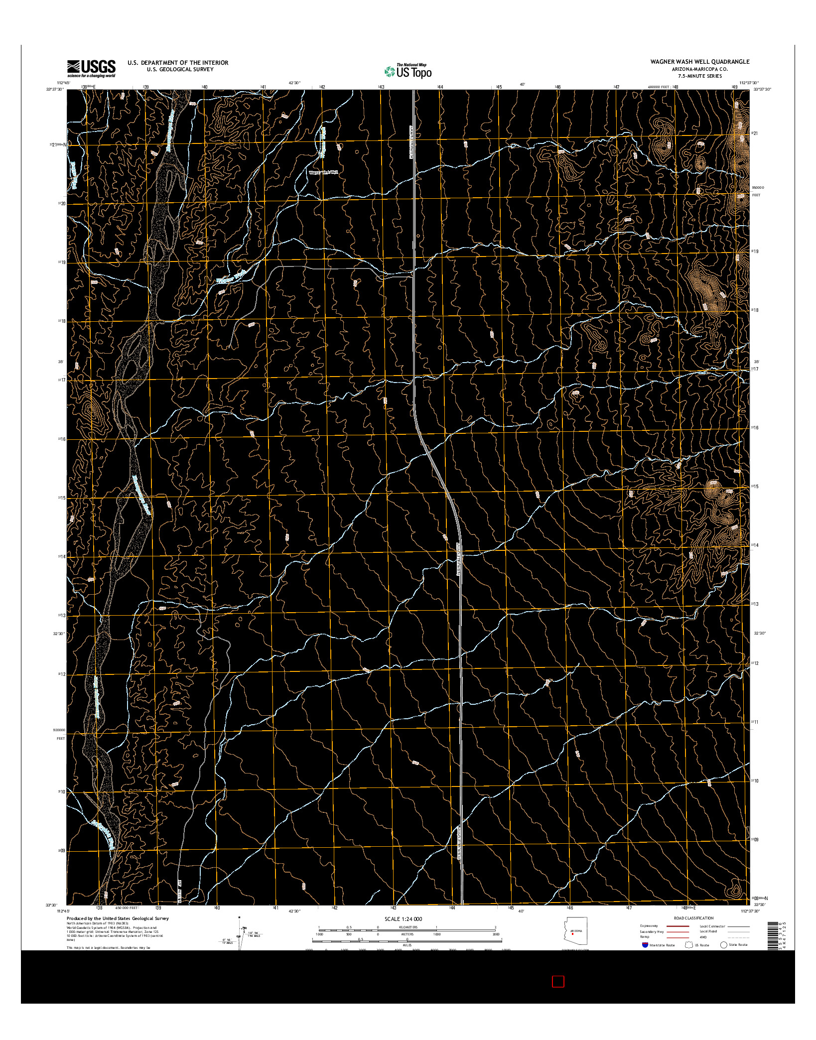 USGS US TOPO 7.5-MINUTE MAP FOR WAGNER WASH WELL, AZ 2014