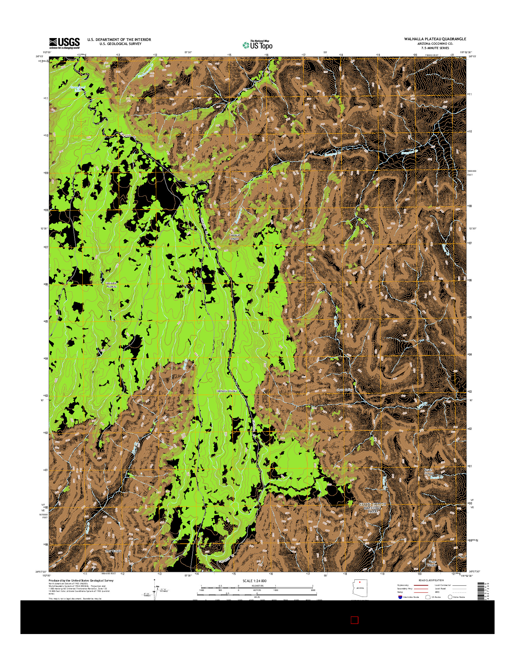 USGS US TOPO 7.5-MINUTE MAP FOR WALHALLA PLATEAU, AZ 2014