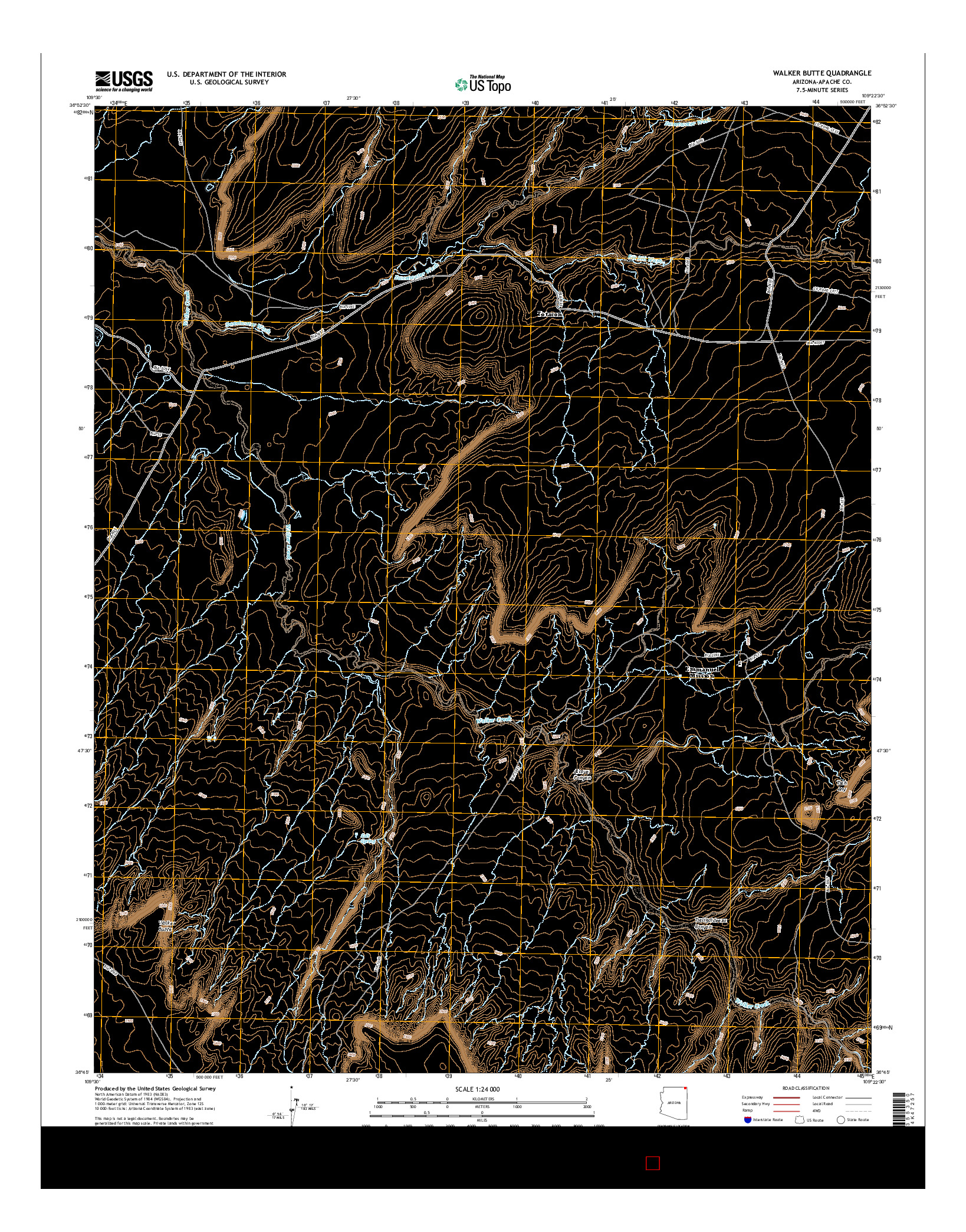USGS US TOPO 7.5-MINUTE MAP FOR WALKER BUTTE, AZ 2014