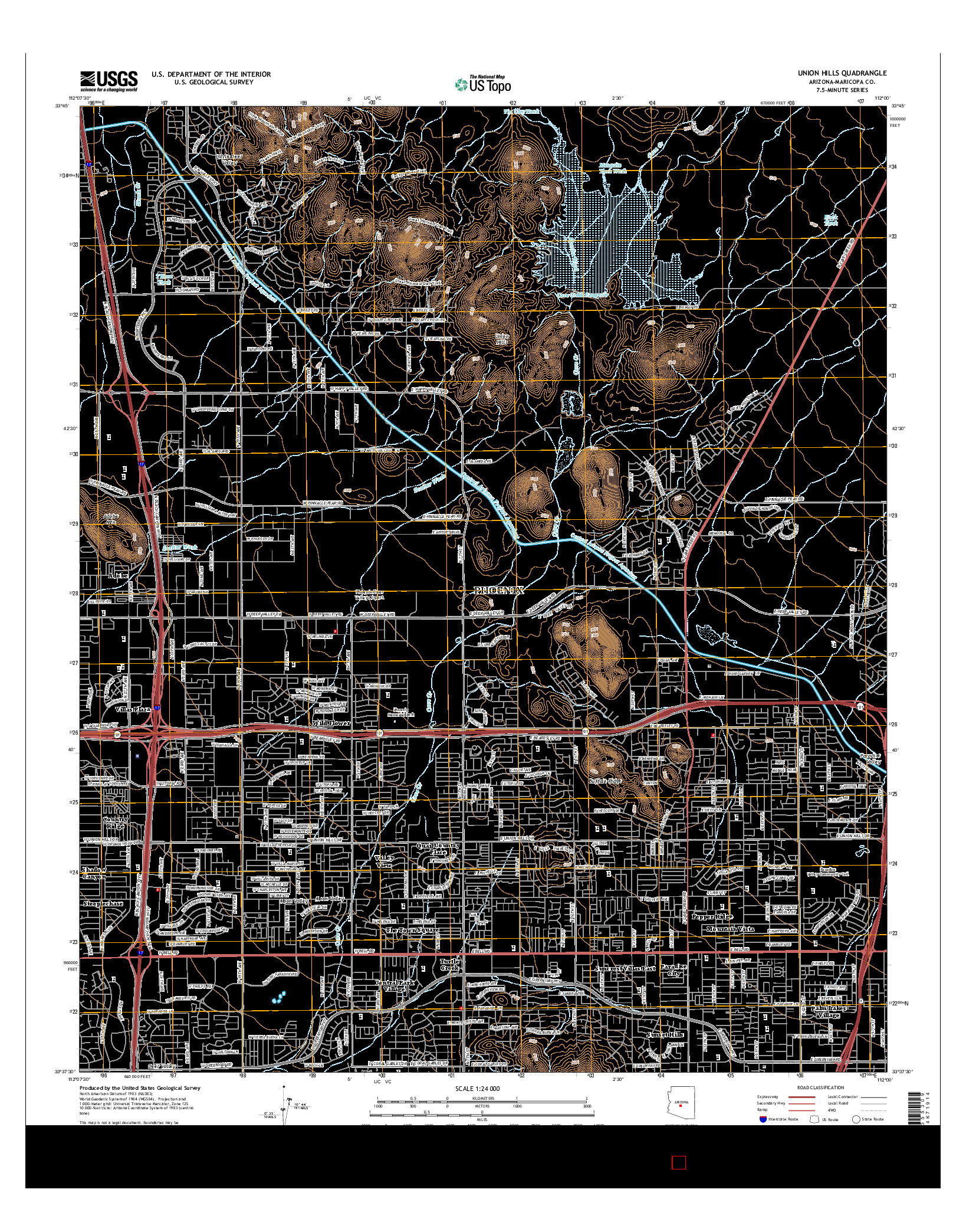 USGS US TOPO 7.5-MINUTE MAP FOR UNION HILLS, AZ 2014