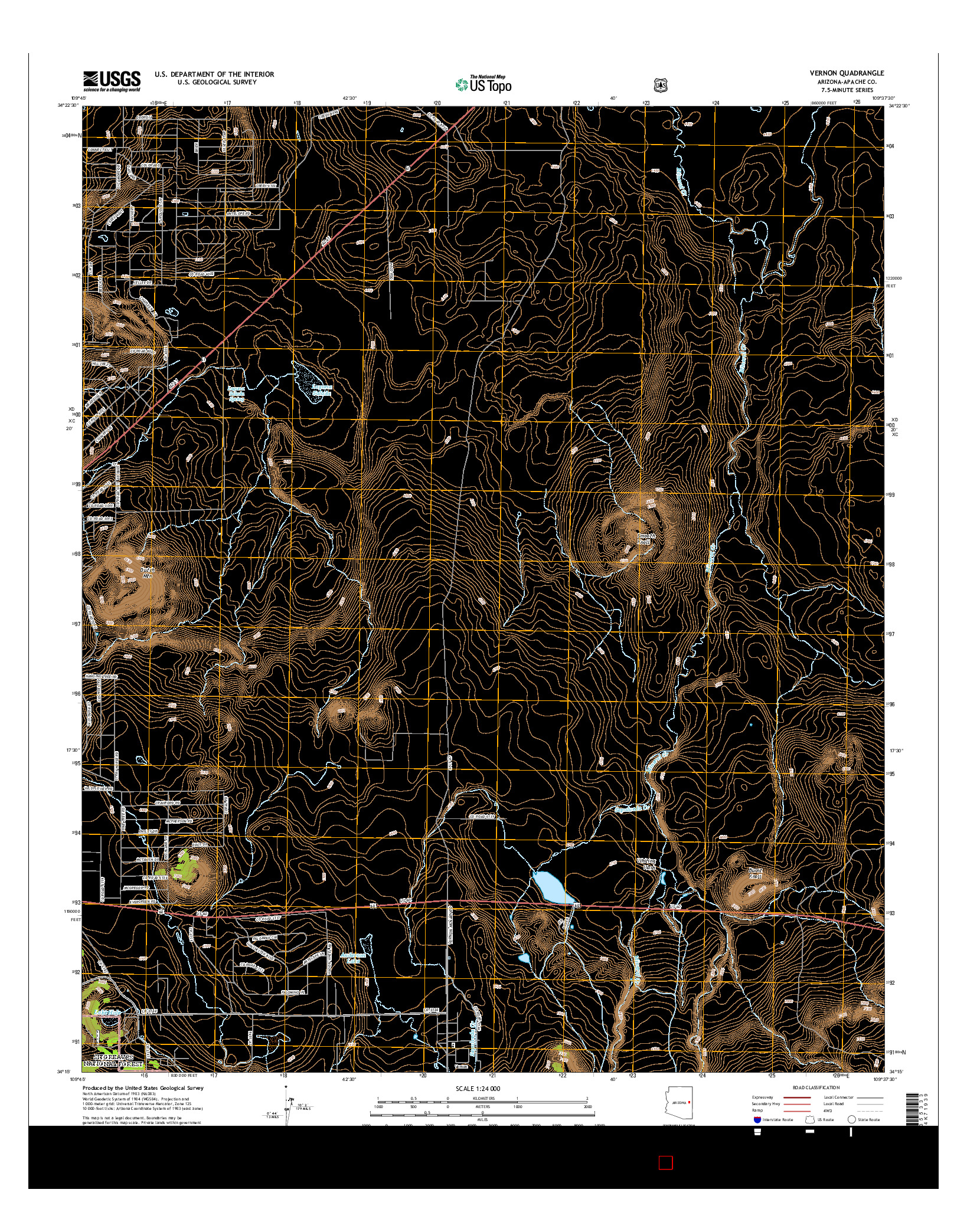 USGS US TOPO 7.5-MINUTE MAP FOR VERNON, AZ 2014