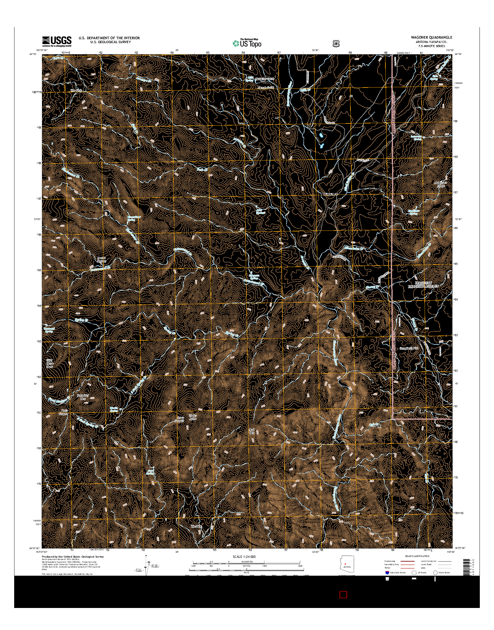 USGS US TOPO 7.5-MINUTE MAP FOR WAGONER, AZ 2014