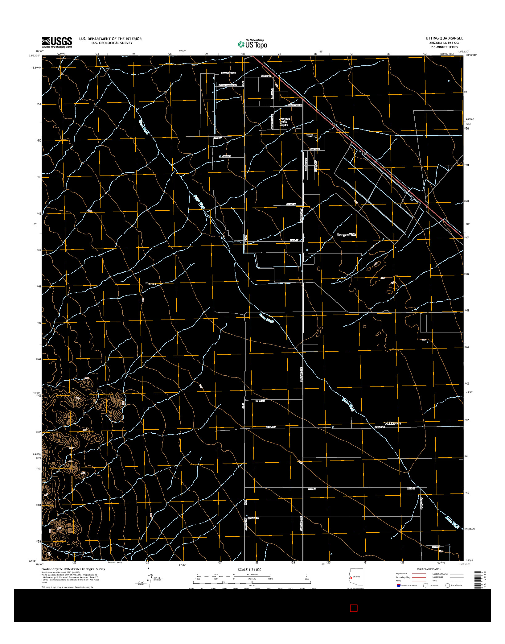 USGS US TOPO 7.5-MINUTE MAP FOR UTTING, AZ 2014