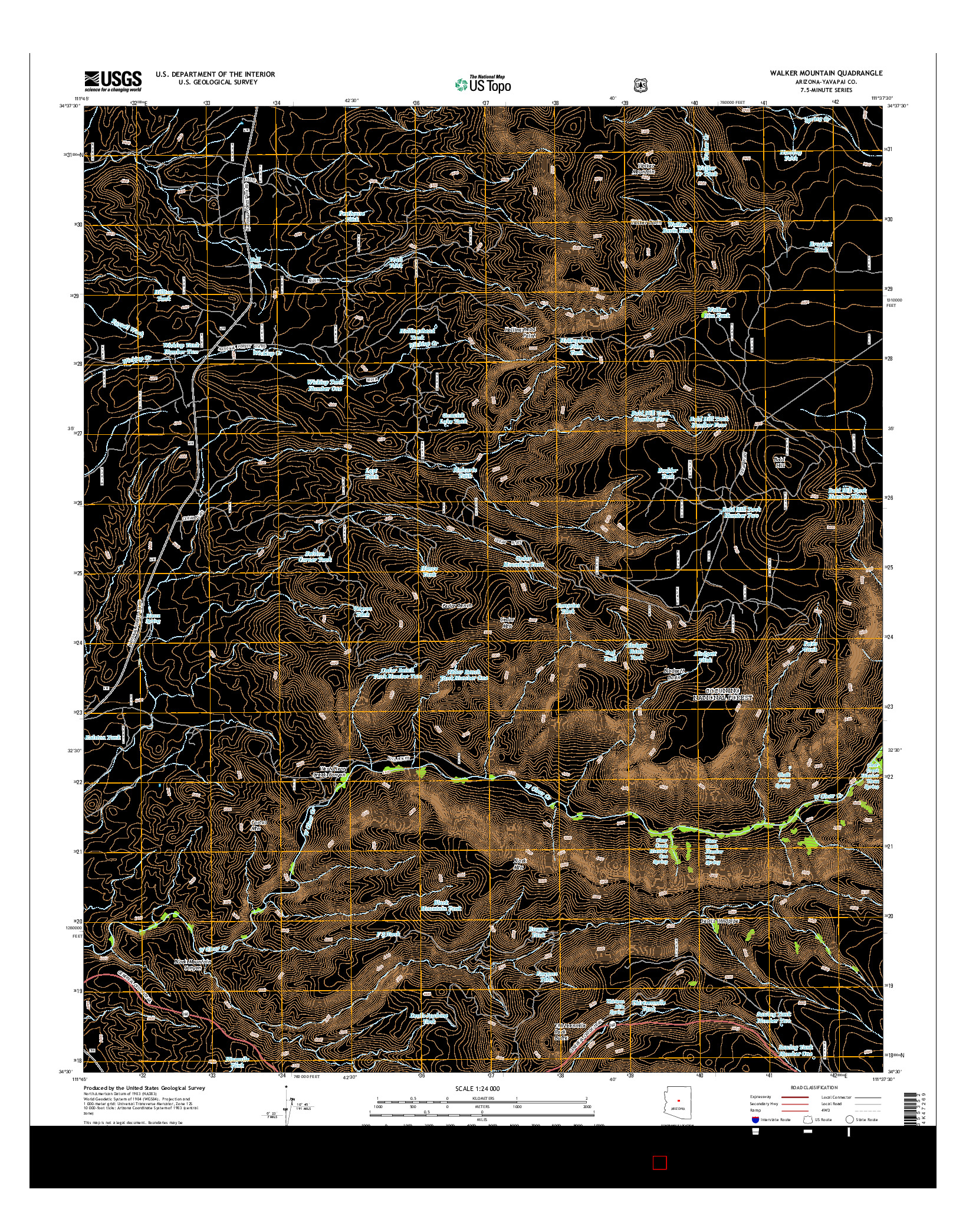 USGS US TOPO 7.5-MINUTE MAP FOR WALKER MOUNTAIN, AZ 2014