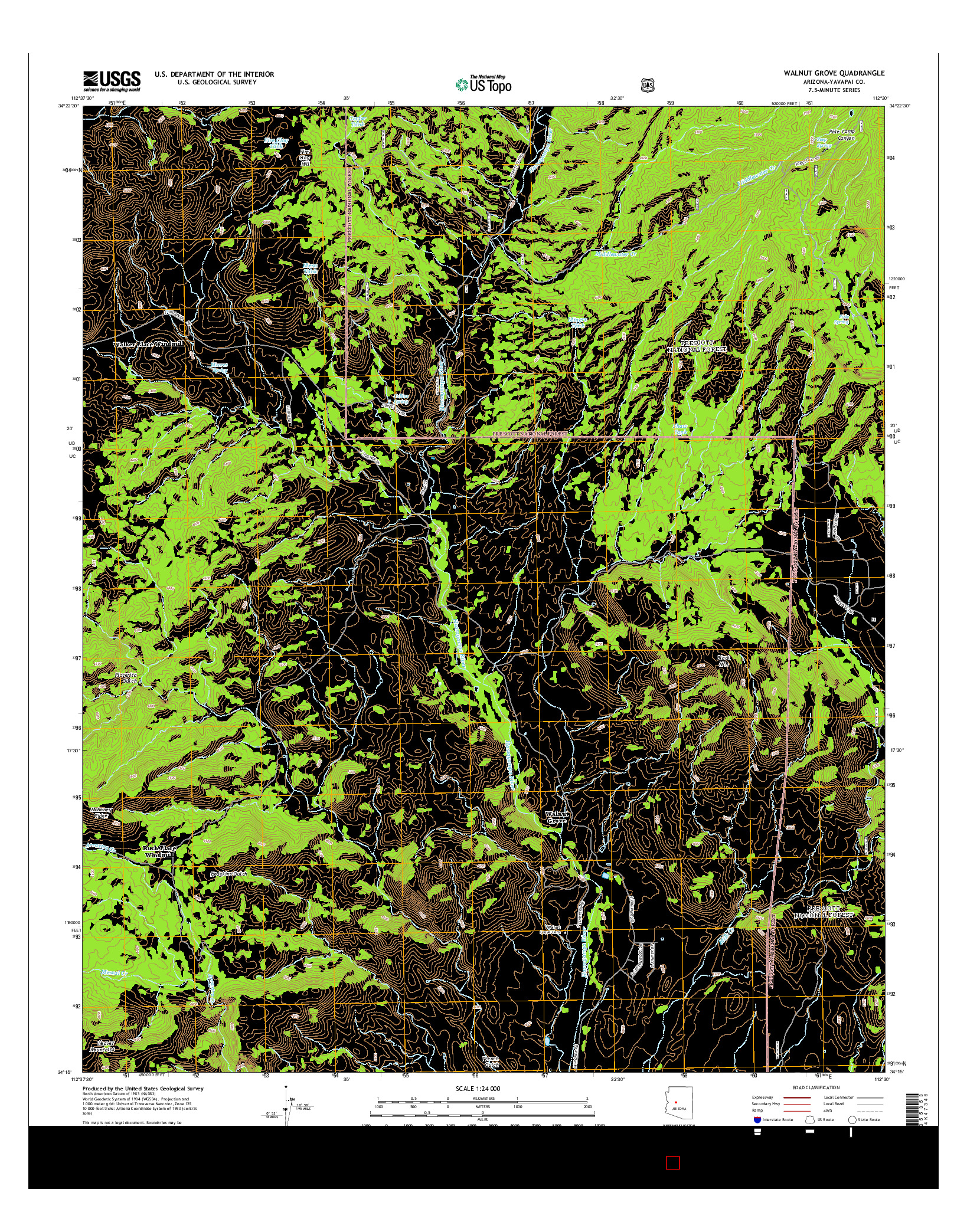 USGS US TOPO 7.5-MINUTE MAP FOR WALNUT GROVE, AZ 2014