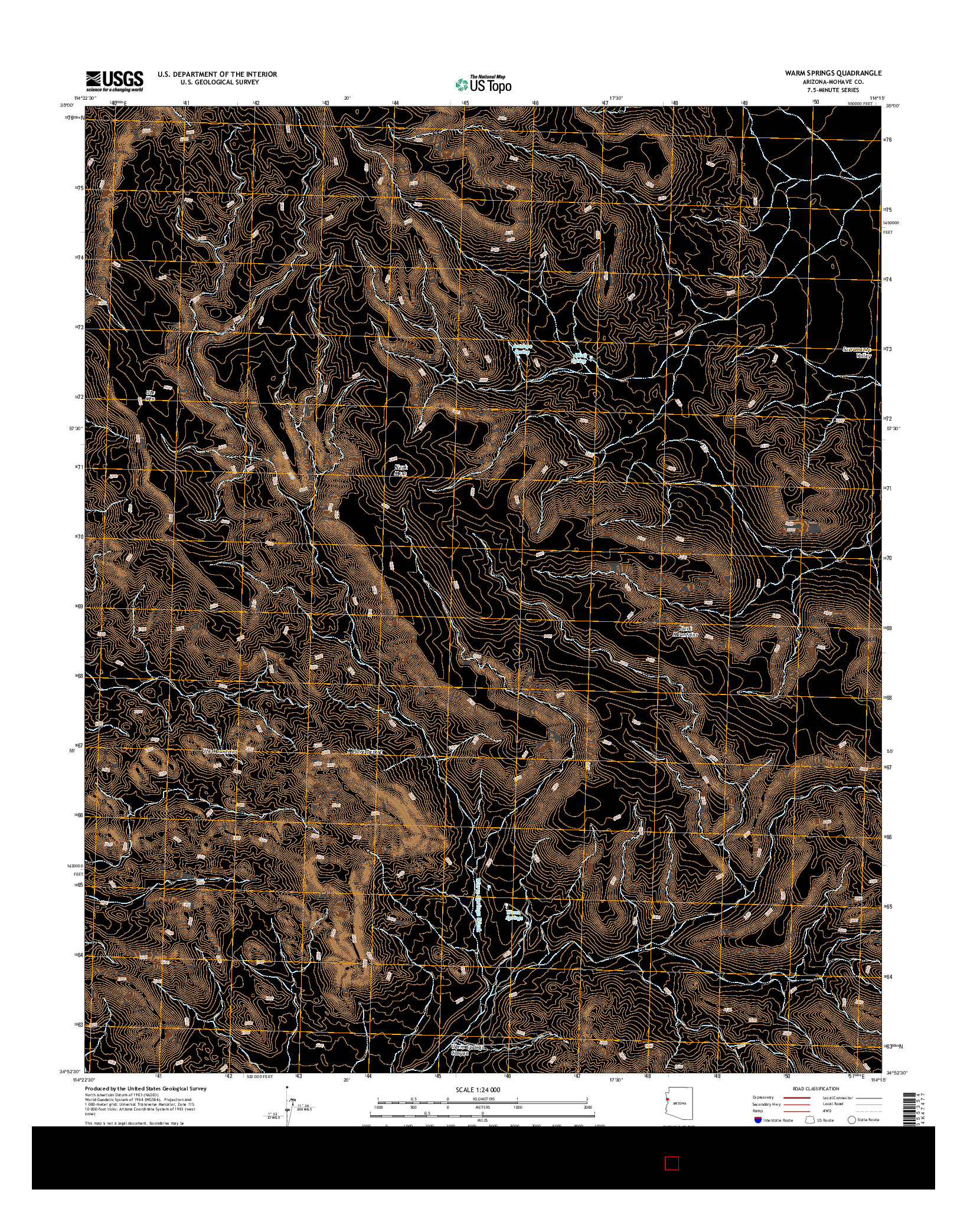 USGS US TOPO 7.5-MINUTE MAP FOR WARM SPRINGS, AZ 2014