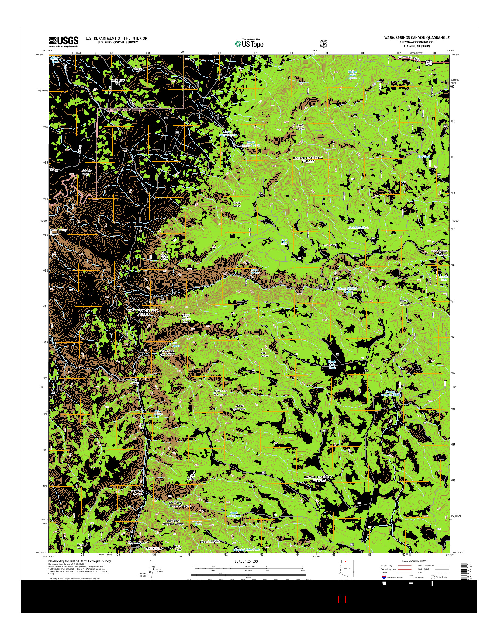 USGS US TOPO 7.5-MINUTE MAP FOR WARM SPRINGS CANYON, AZ 2014