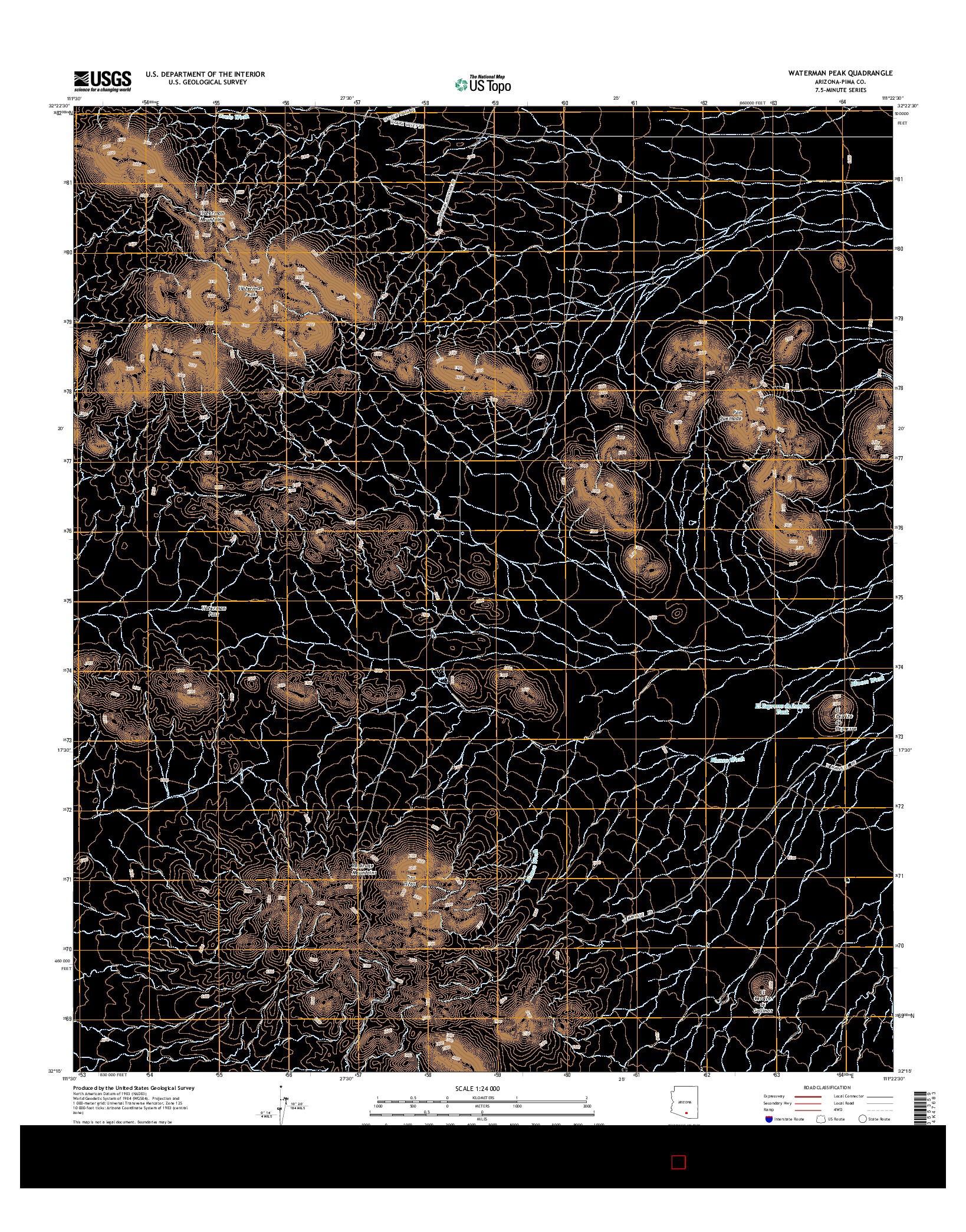 USGS US TOPO 7.5-MINUTE MAP FOR WATERMAN PEAK, AZ 2014