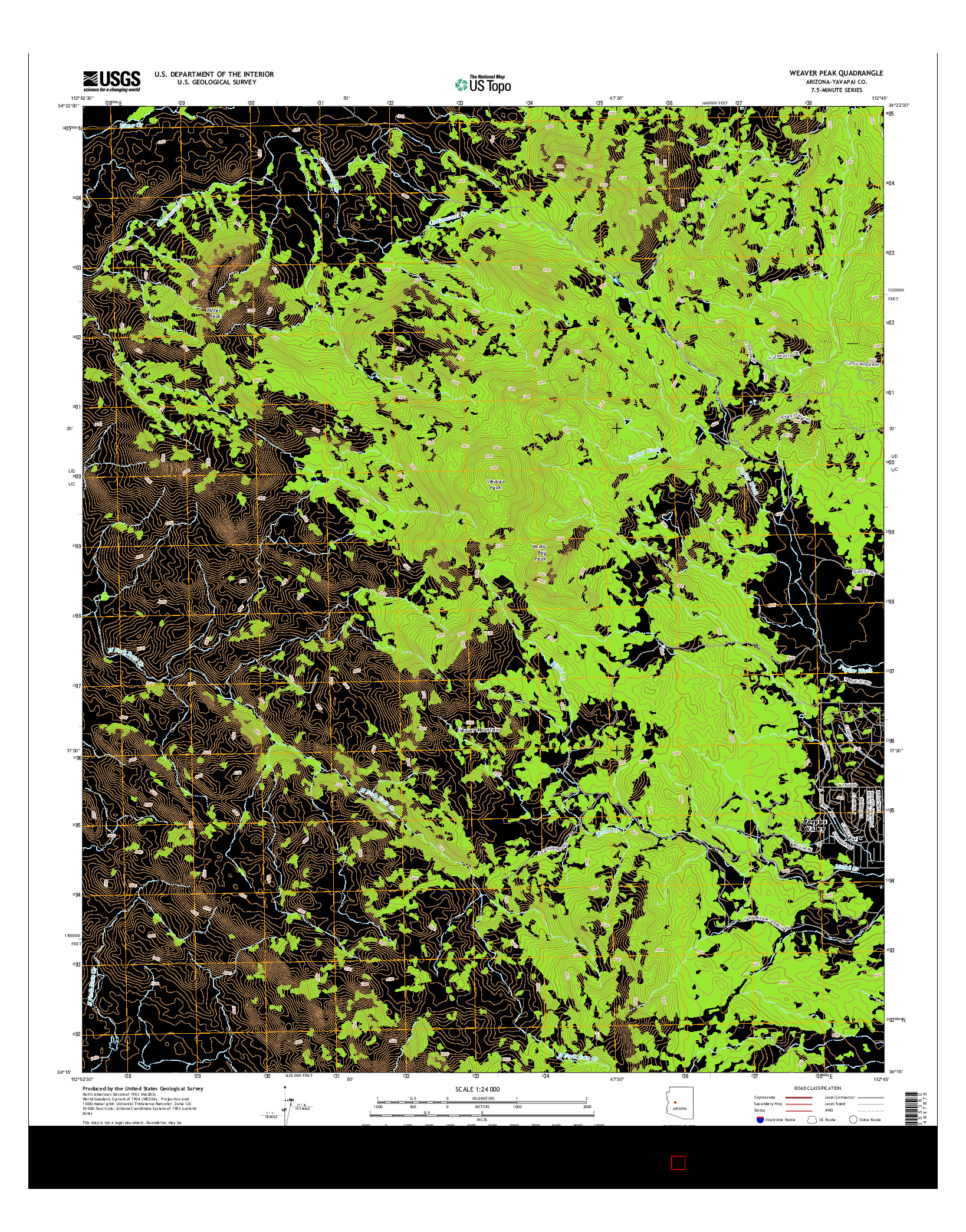 USGS US TOPO 7.5-MINUTE MAP FOR WEAVER PEAK, AZ 2014