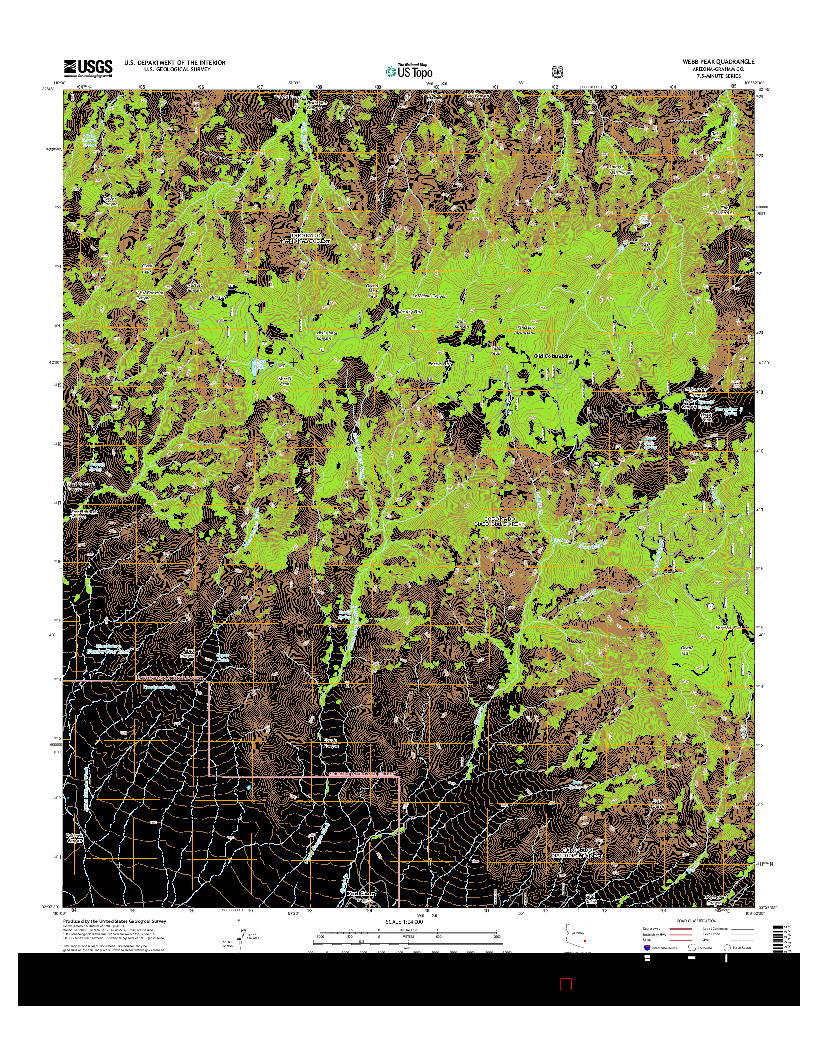 USGS US TOPO 7.5-MINUTE MAP FOR WEBB PEAK, AZ 2014
