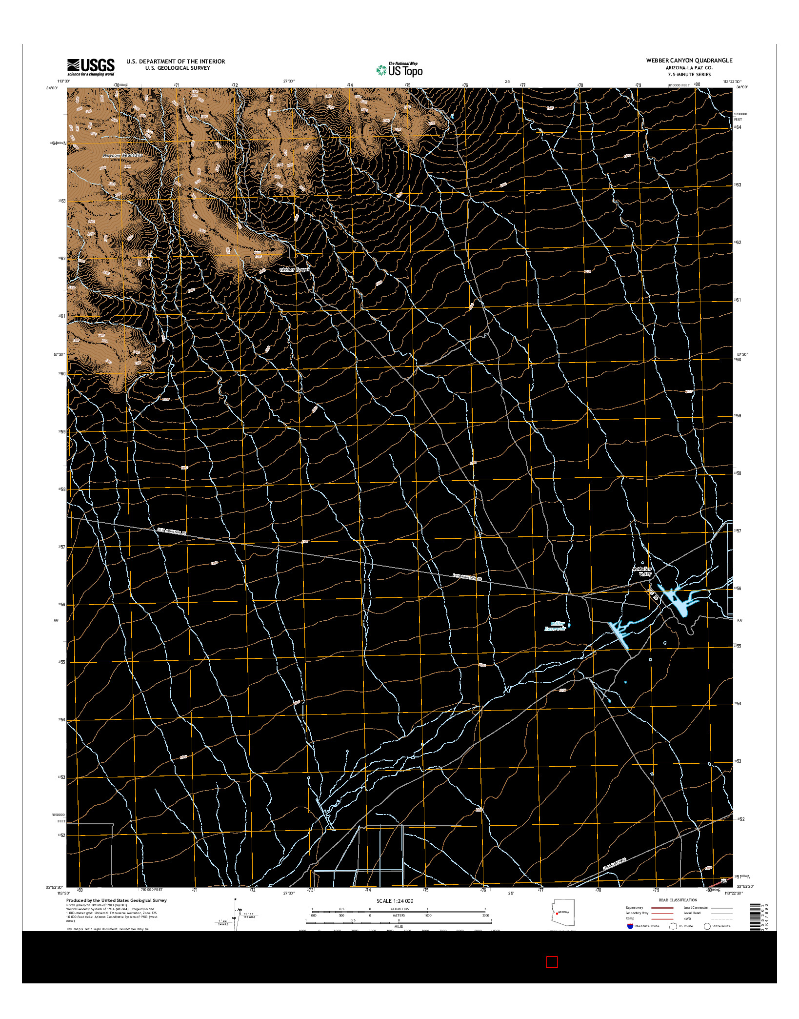 USGS US TOPO 7.5-MINUTE MAP FOR WEBBER CANYON, AZ 2014
