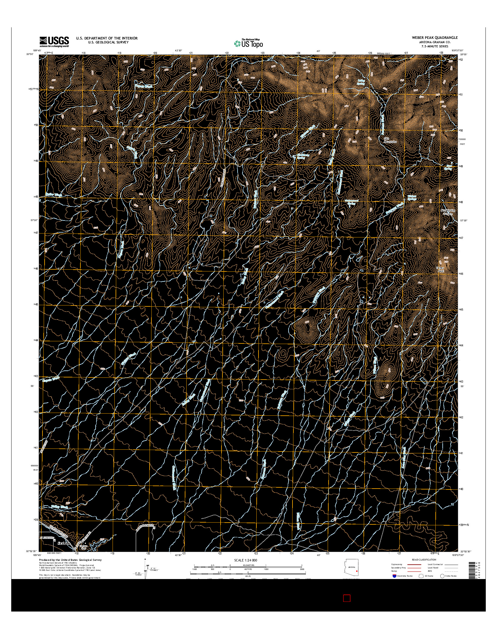 USGS US TOPO 7.5-MINUTE MAP FOR WEBER PEAK, AZ 2014