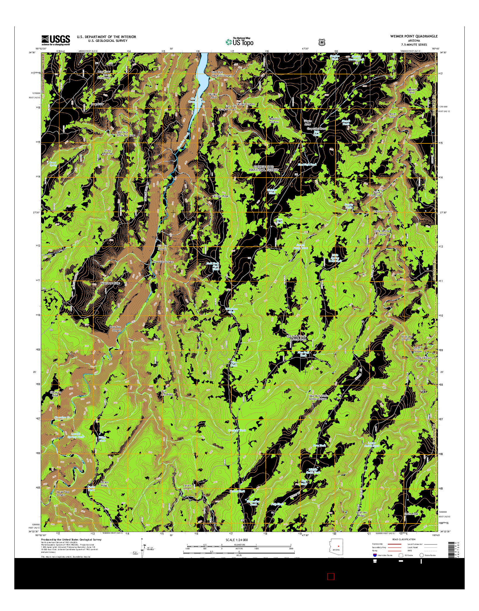 USGS US TOPO 7.5-MINUTE MAP FOR WEIMER POINT, AZ 2014