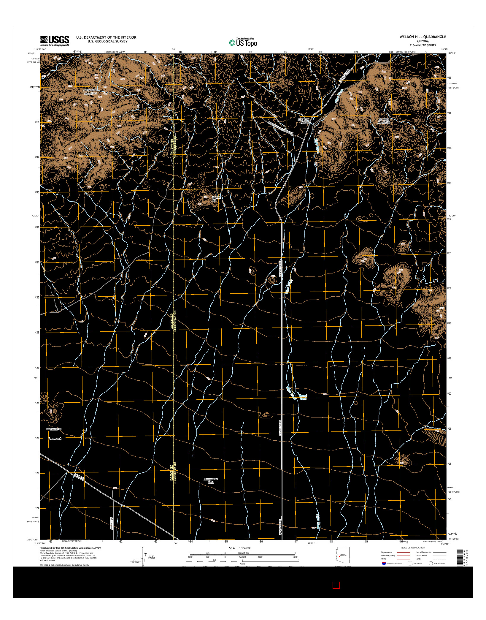 USGS US TOPO 7.5-MINUTE MAP FOR WELDON HILL, AZ 2014