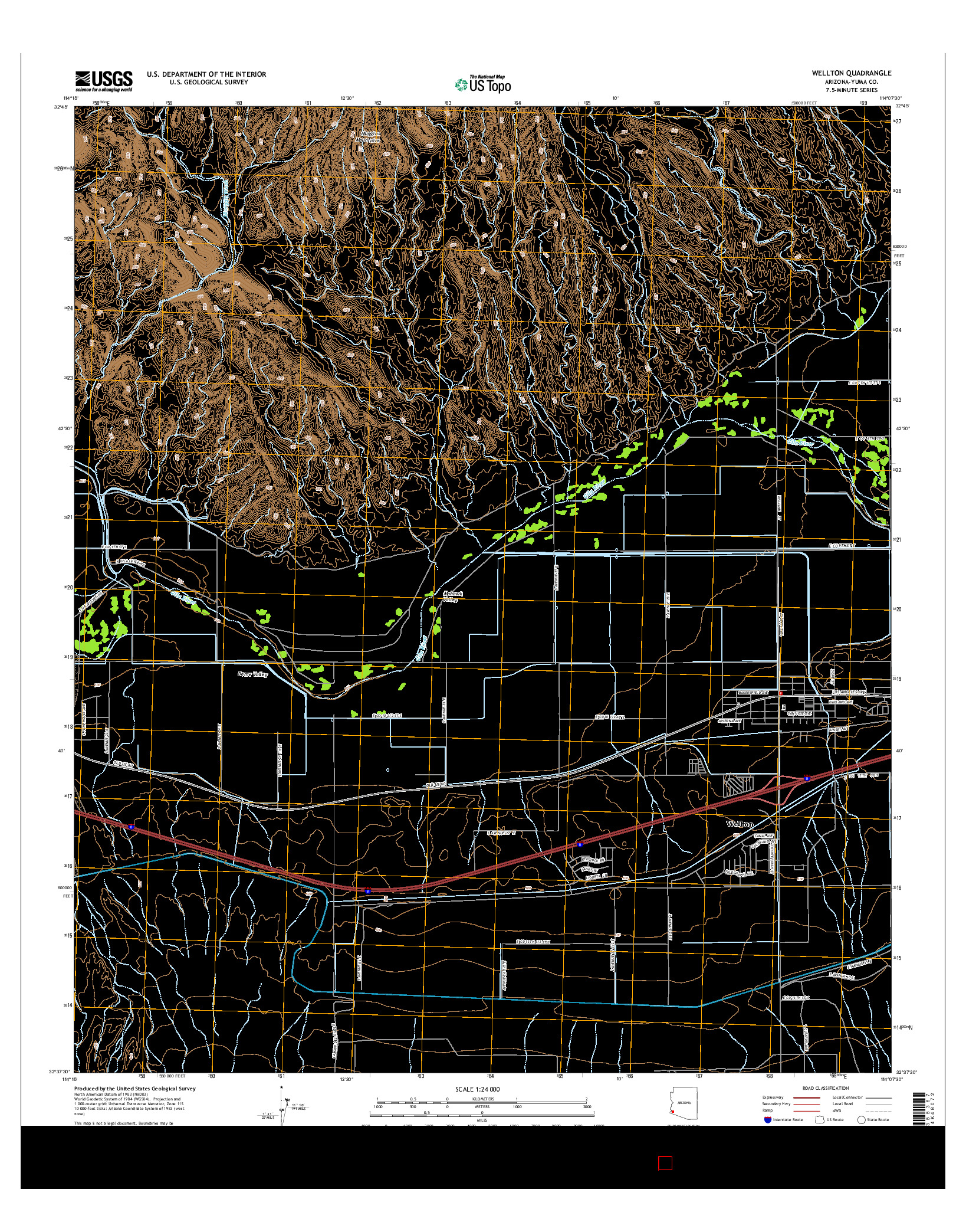 USGS US TOPO 7.5-MINUTE MAP FOR WELLTON, AZ 2014