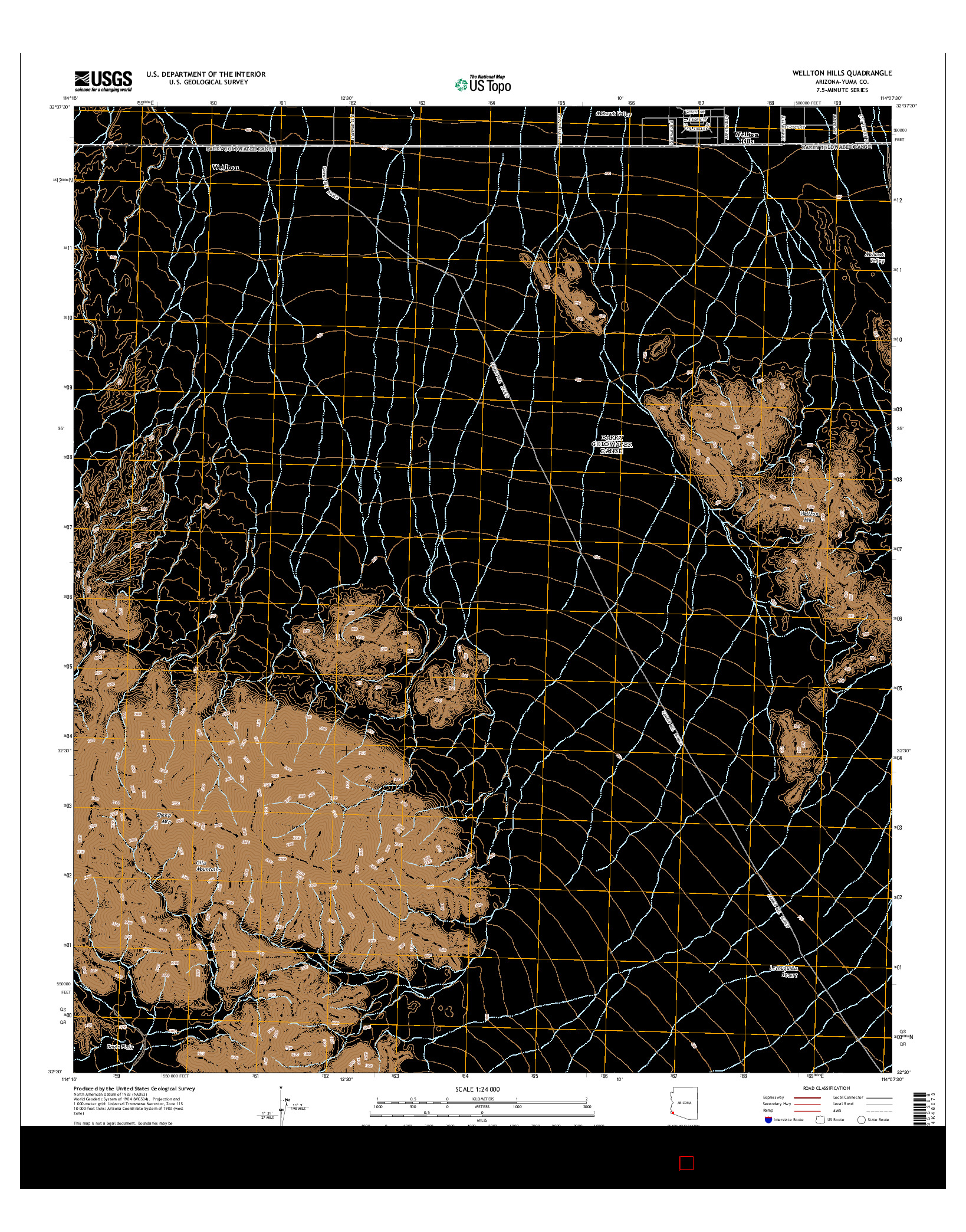 USGS US TOPO 7.5-MINUTE MAP FOR WELLTON HILLS, AZ 2014