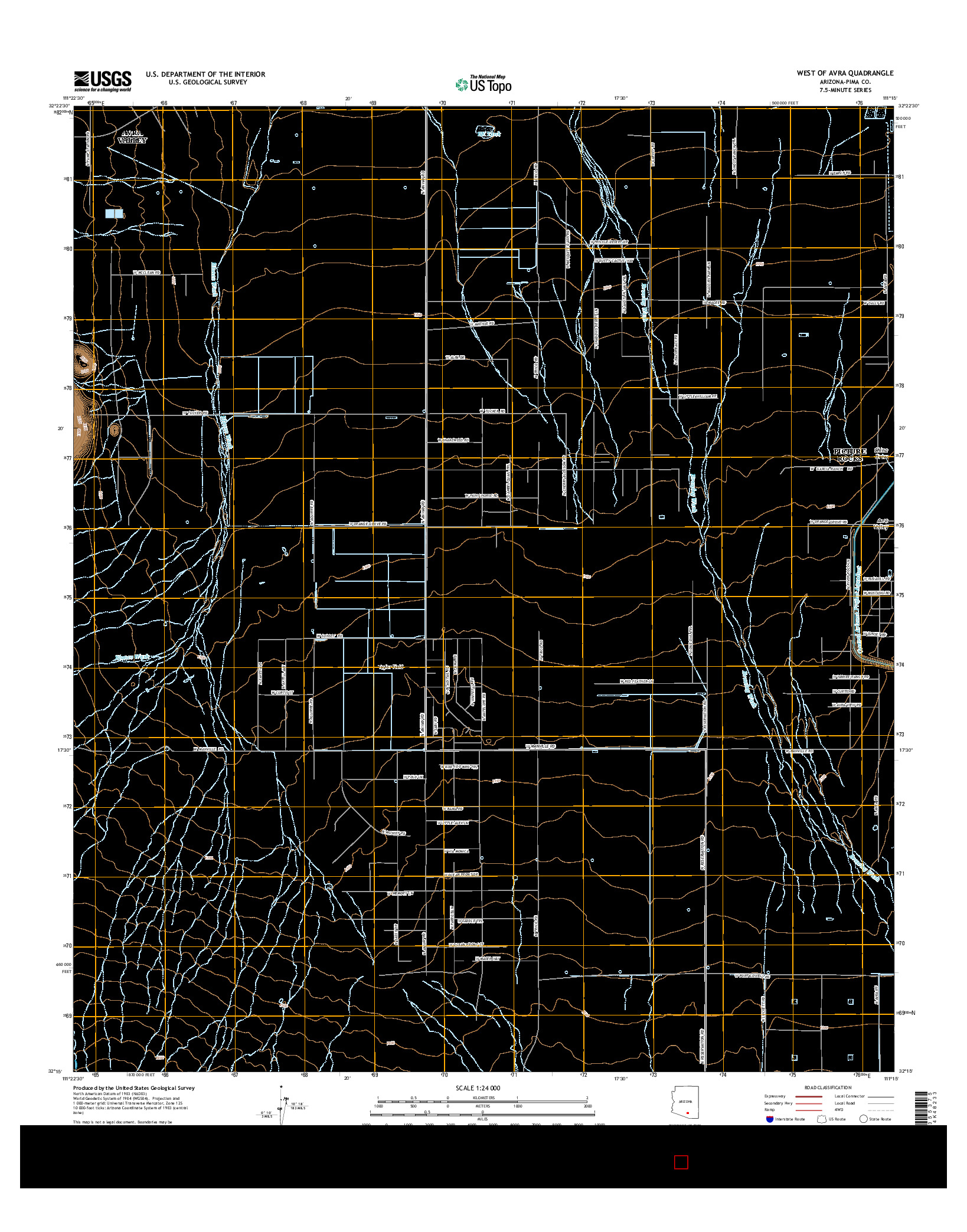 USGS US TOPO 7.5-MINUTE MAP FOR WEST OF AVRA, AZ 2014