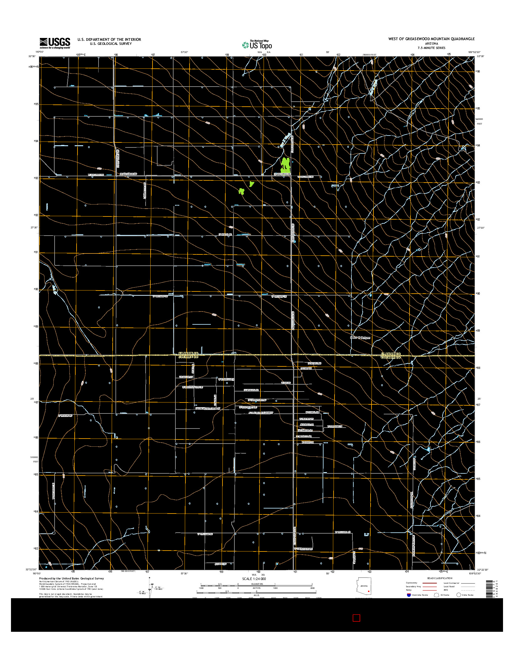 USGS US TOPO 7.5-MINUTE MAP FOR WEST OF GREASEWOOD MOUNTAIN, AZ 2014