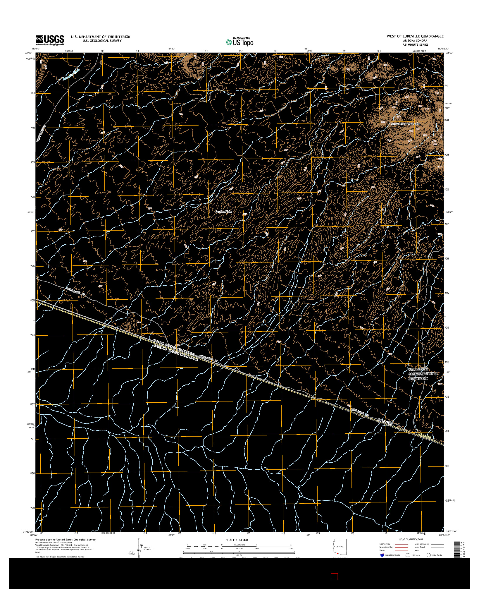 USGS US TOPO 7.5-MINUTE MAP FOR WEST OF LUKEVILLE, AZ-SON 2014