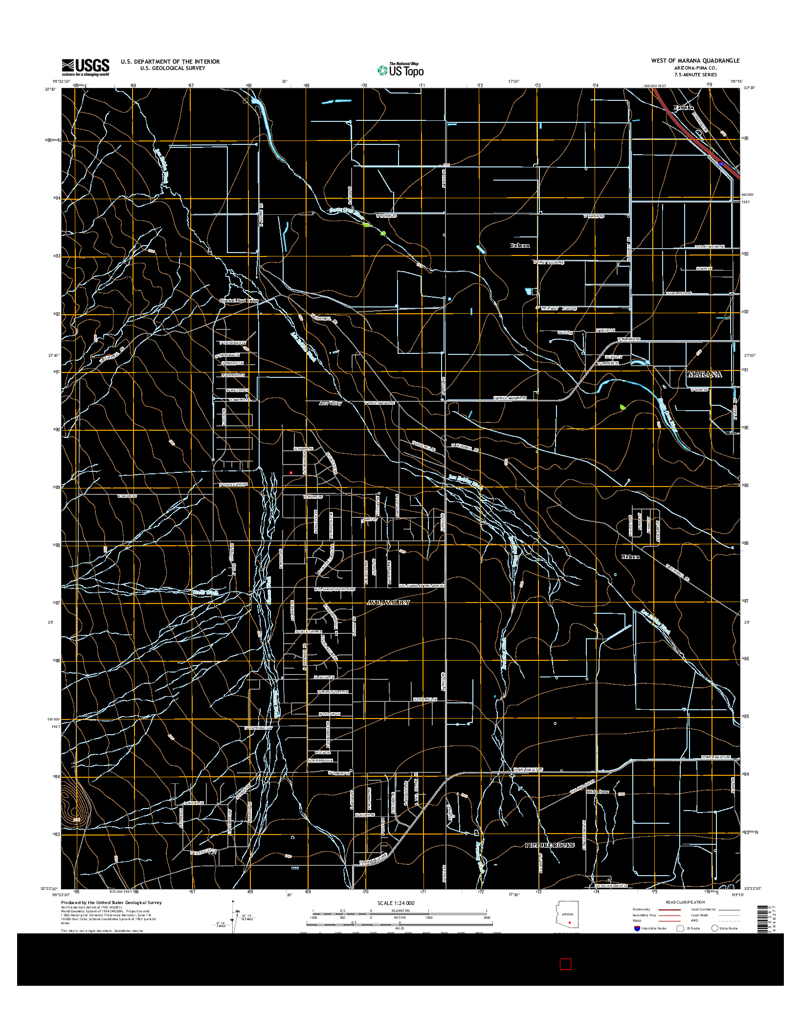 USGS US TOPO 7.5-MINUTE MAP FOR WEST OF MARANA, AZ 2014