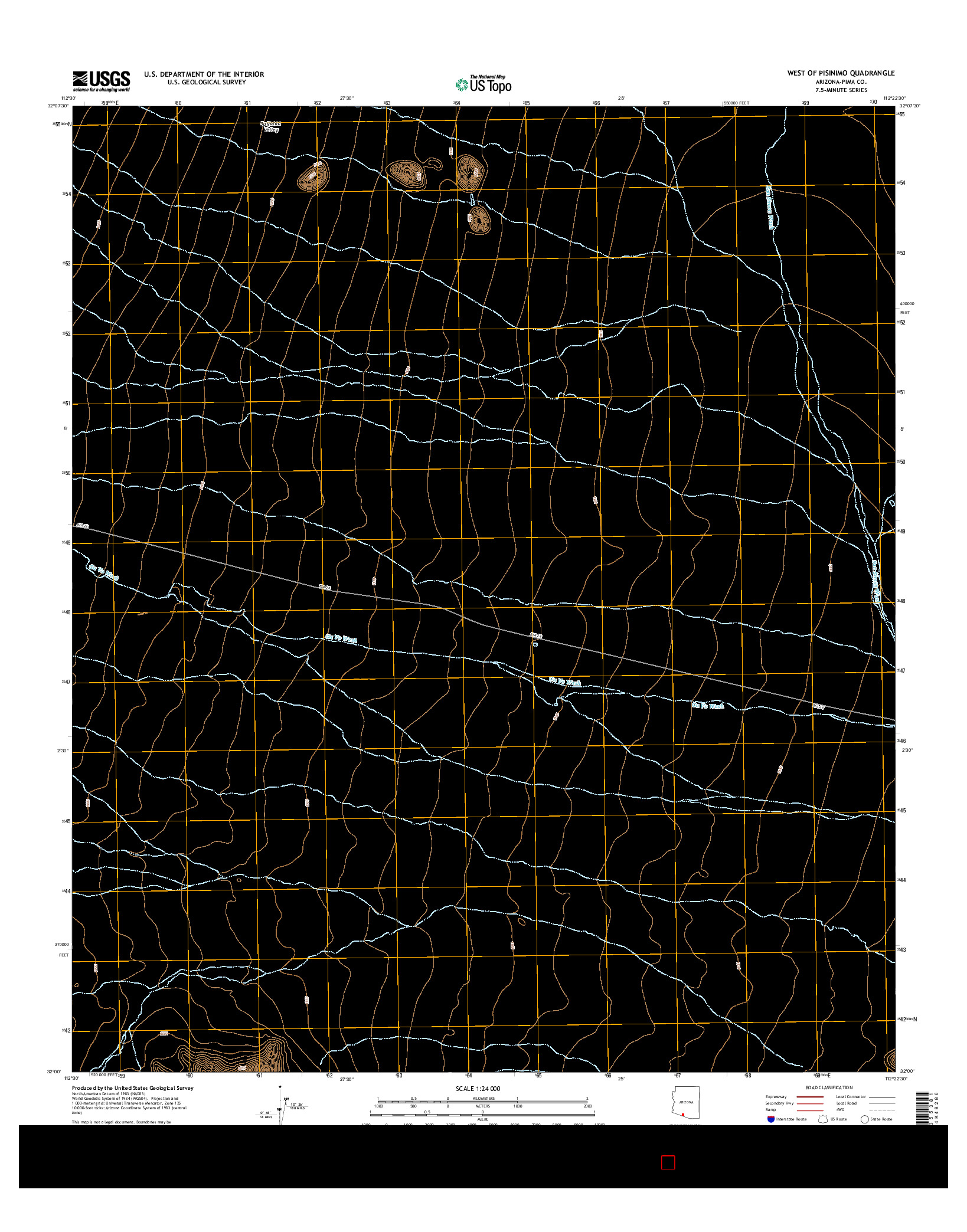 USGS US TOPO 7.5-MINUTE MAP FOR WEST OF PISINIMO, AZ 2014