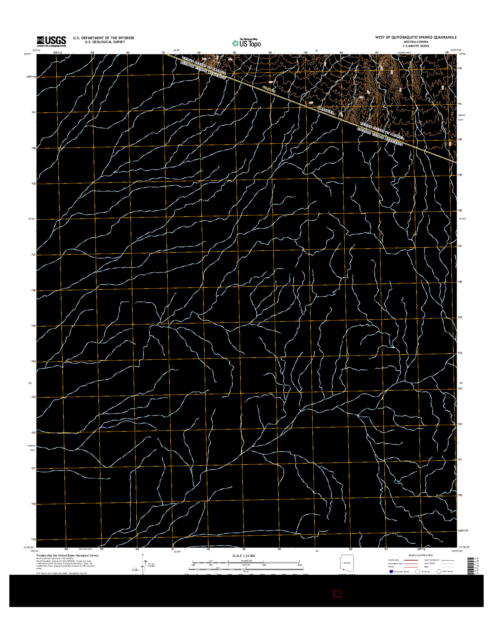 USGS US TOPO 7.5-MINUTE MAP FOR WEST OF QUITOBAQUITO SPRINGS, AZ-SON 2014