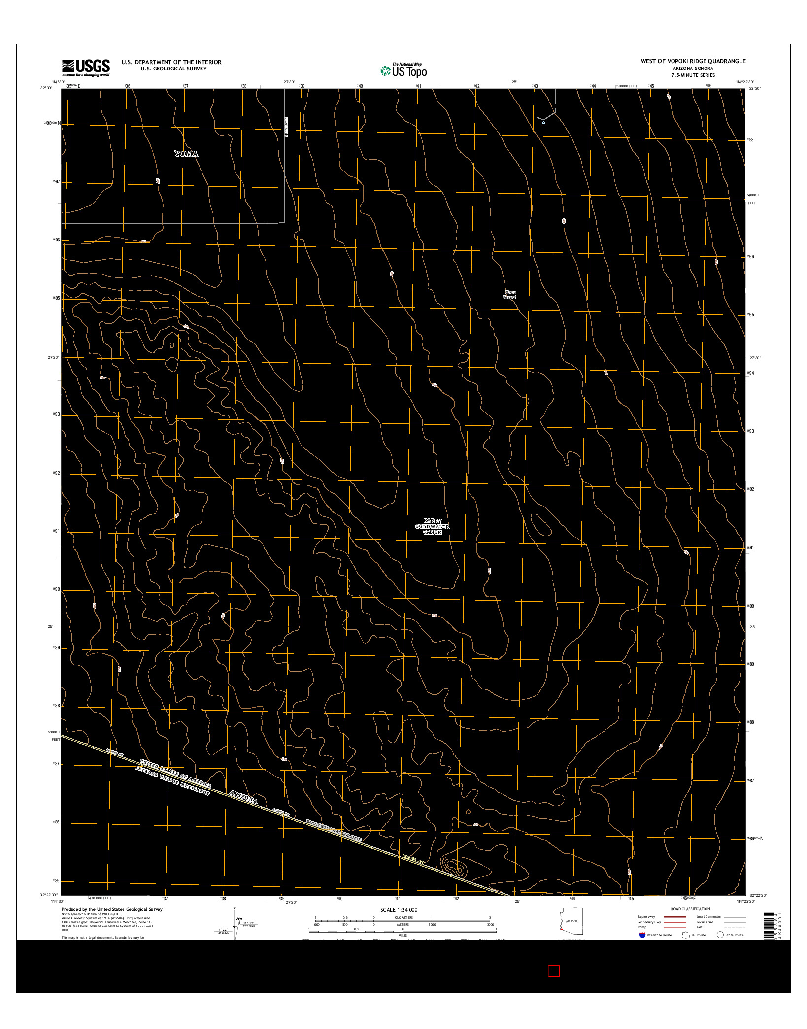 USGS US TOPO 7.5-MINUTE MAP FOR WEST OF VOPOKI RIDGE, AZ-SON 2014