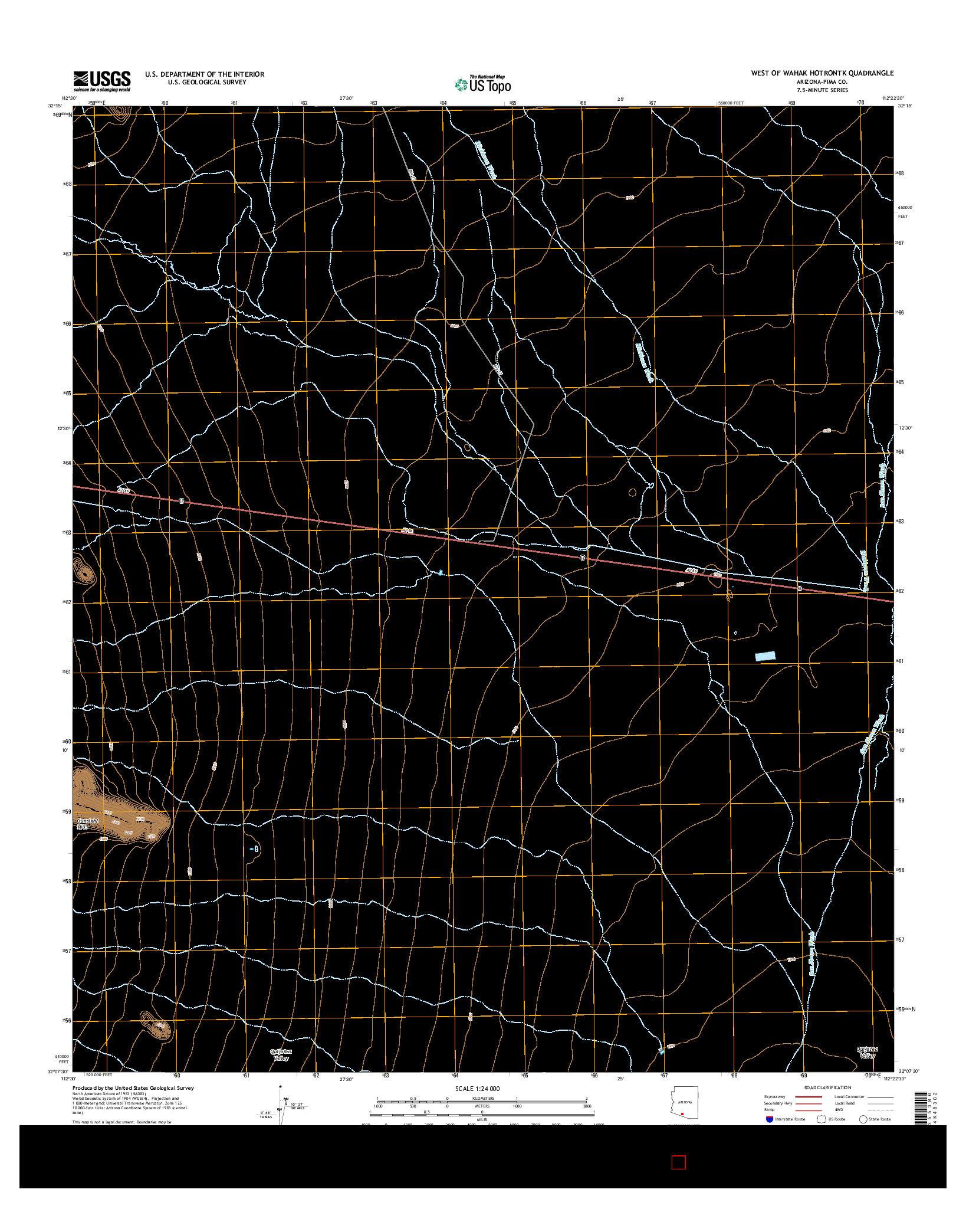 USGS US TOPO 7.5-MINUTE MAP FOR WEST OF WAHAK HOTRONTK, AZ 2014