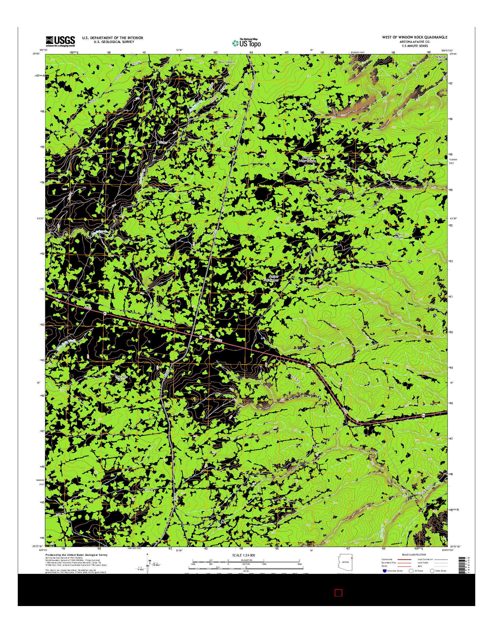 USGS US TOPO 7.5-MINUTE MAP FOR WEST OF WINDOW ROCK, AZ 2014