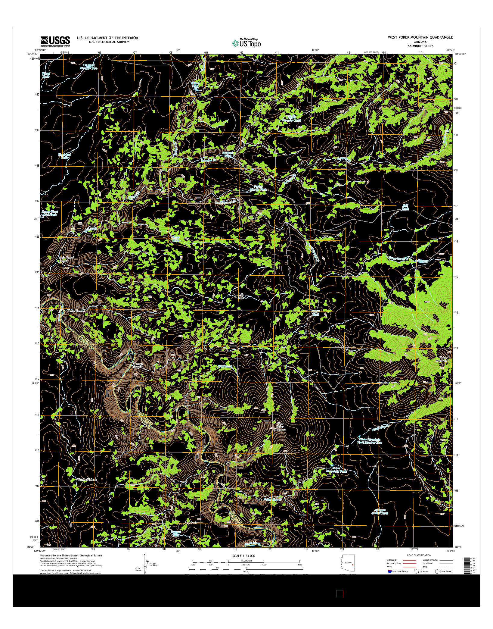 USGS US TOPO 7.5-MINUTE MAP FOR WEST POKER MOUNTAIN, AZ 2014