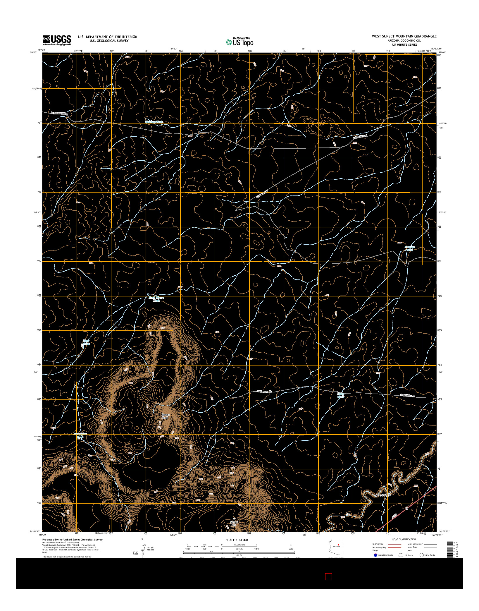 USGS US TOPO 7.5-MINUTE MAP FOR WEST SUNSET MOUNTAIN, AZ 2014