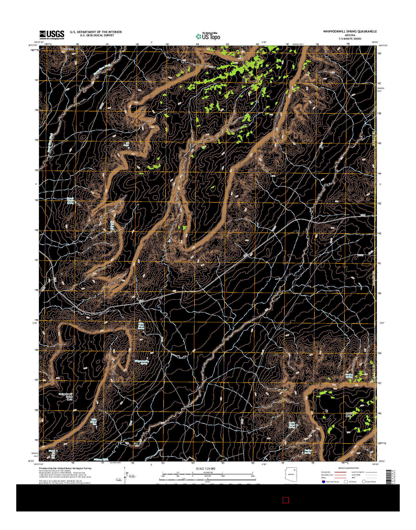 USGS US TOPO 7.5-MINUTE MAP FOR WHIPPOORWILL SPRING, AZ 2014