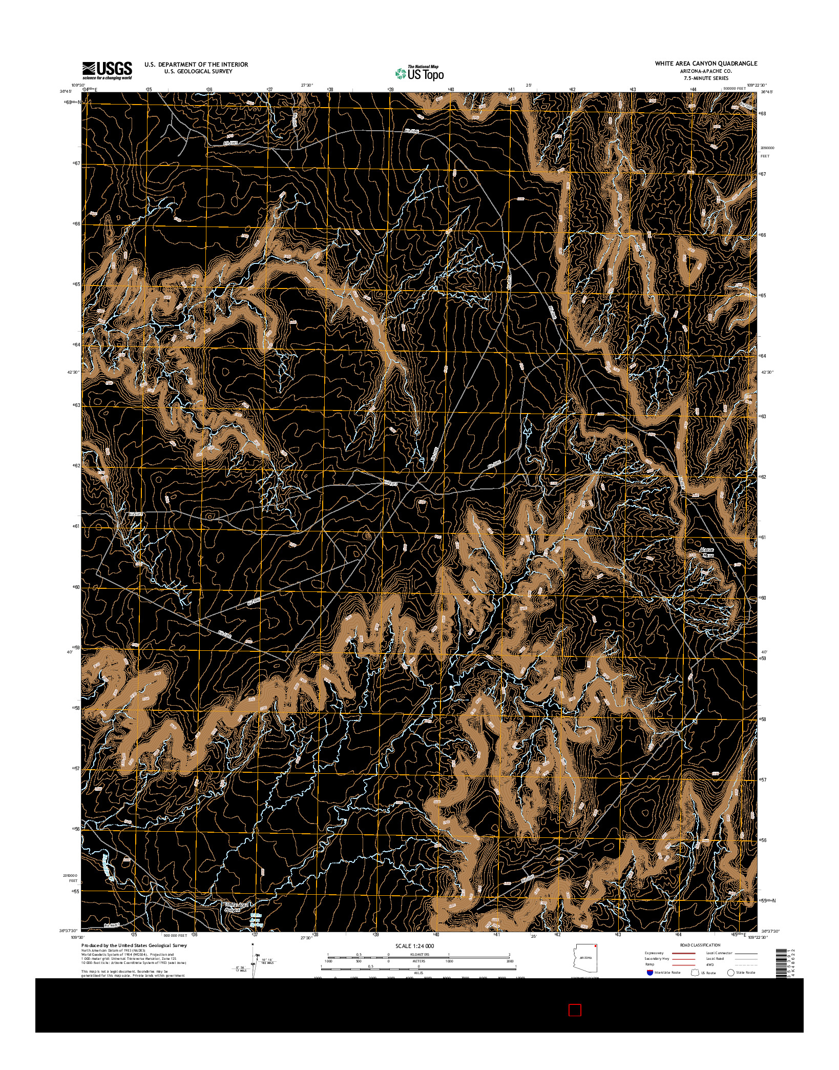 USGS US TOPO 7.5-MINUTE MAP FOR WHITE AREA CANYON, AZ 2014