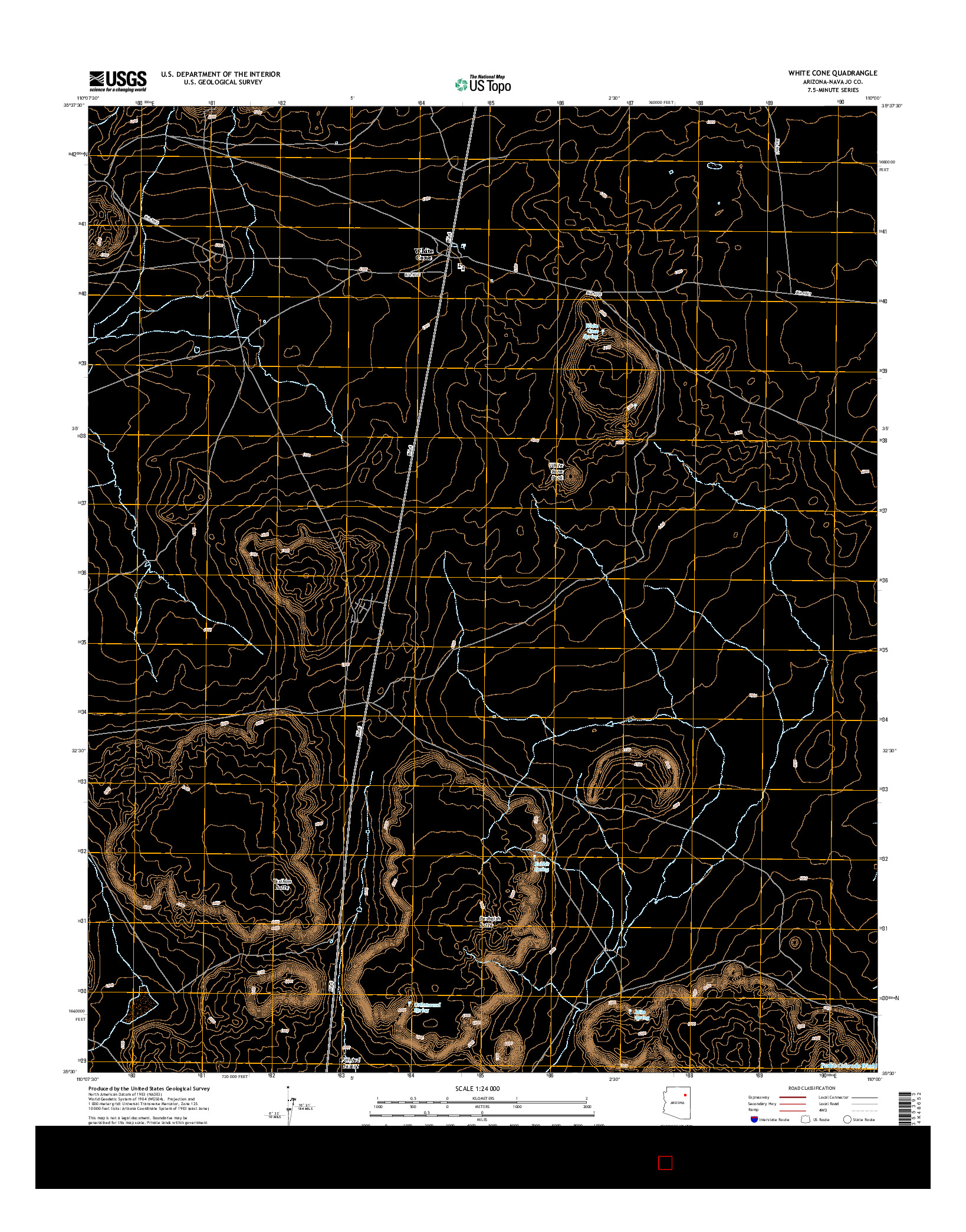 USGS US TOPO 7.5-MINUTE MAP FOR WHITE CONE, AZ 2014