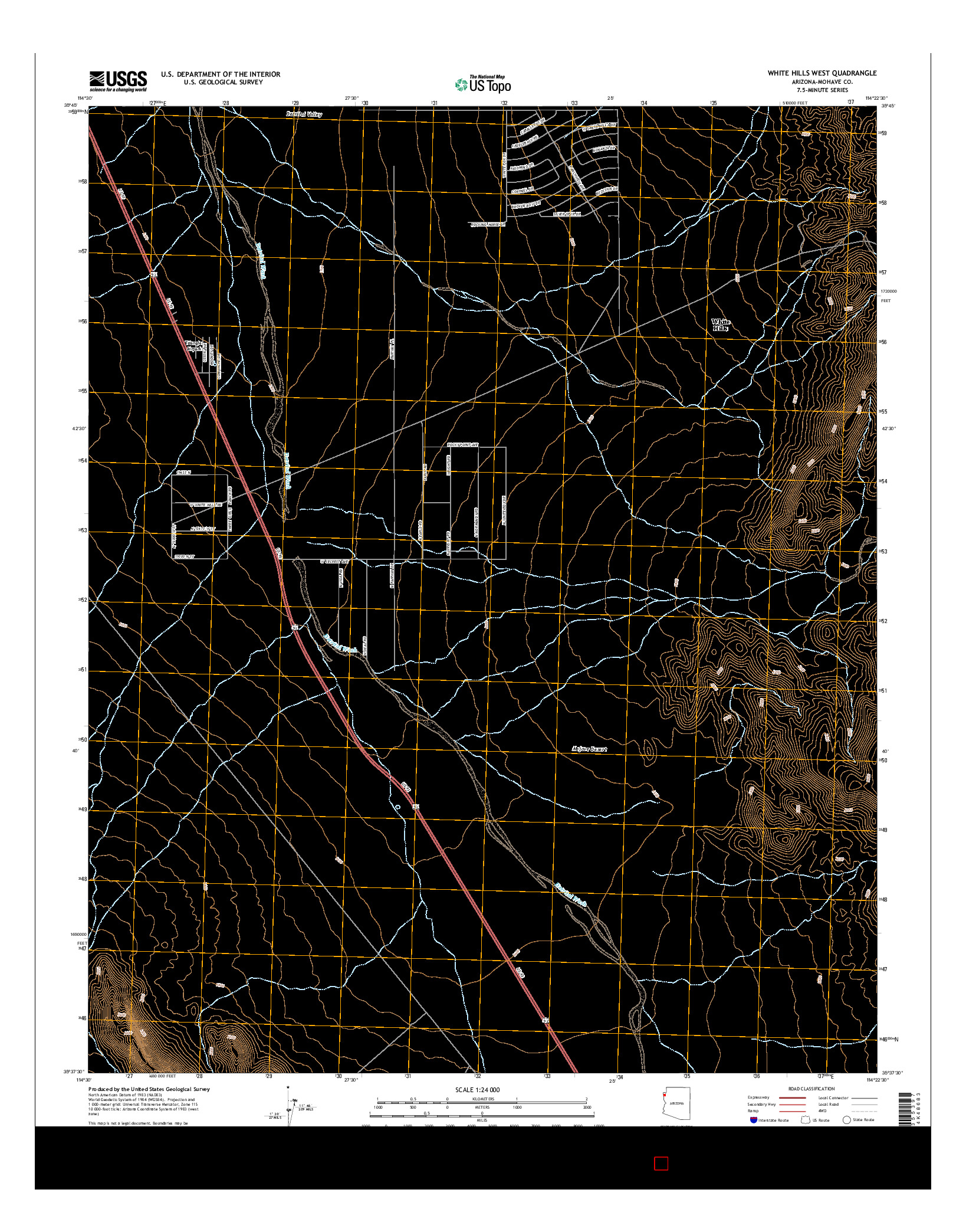 USGS US TOPO 7.5-MINUTE MAP FOR WHITE HILLS WEST, AZ 2014