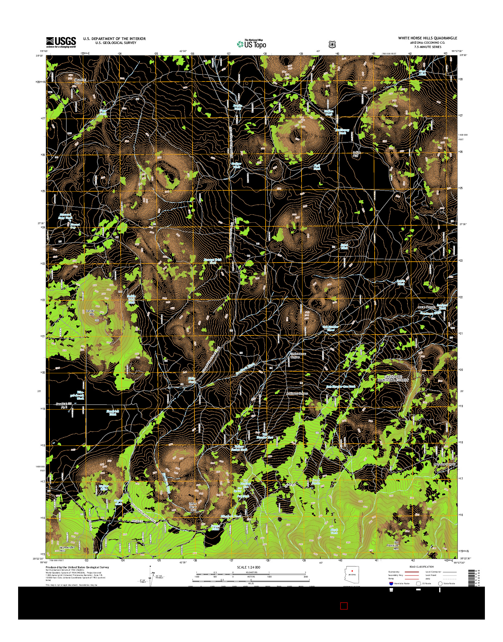 USGS US TOPO 7.5-MINUTE MAP FOR WHITE HORSE HILLS, AZ 2014