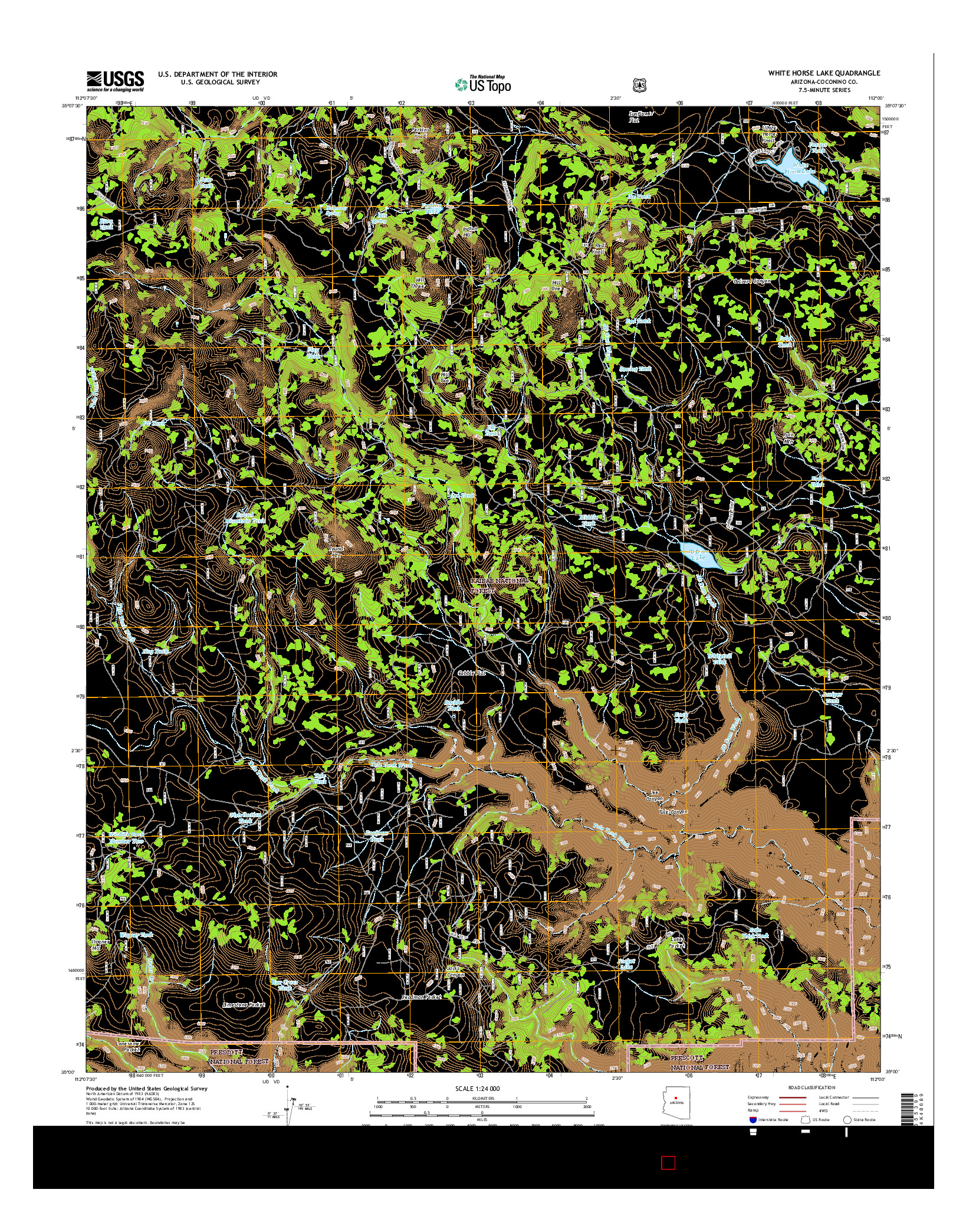 USGS US TOPO 7.5-MINUTE MAP FOR WHITE HORSE LAKE, AZ 2014