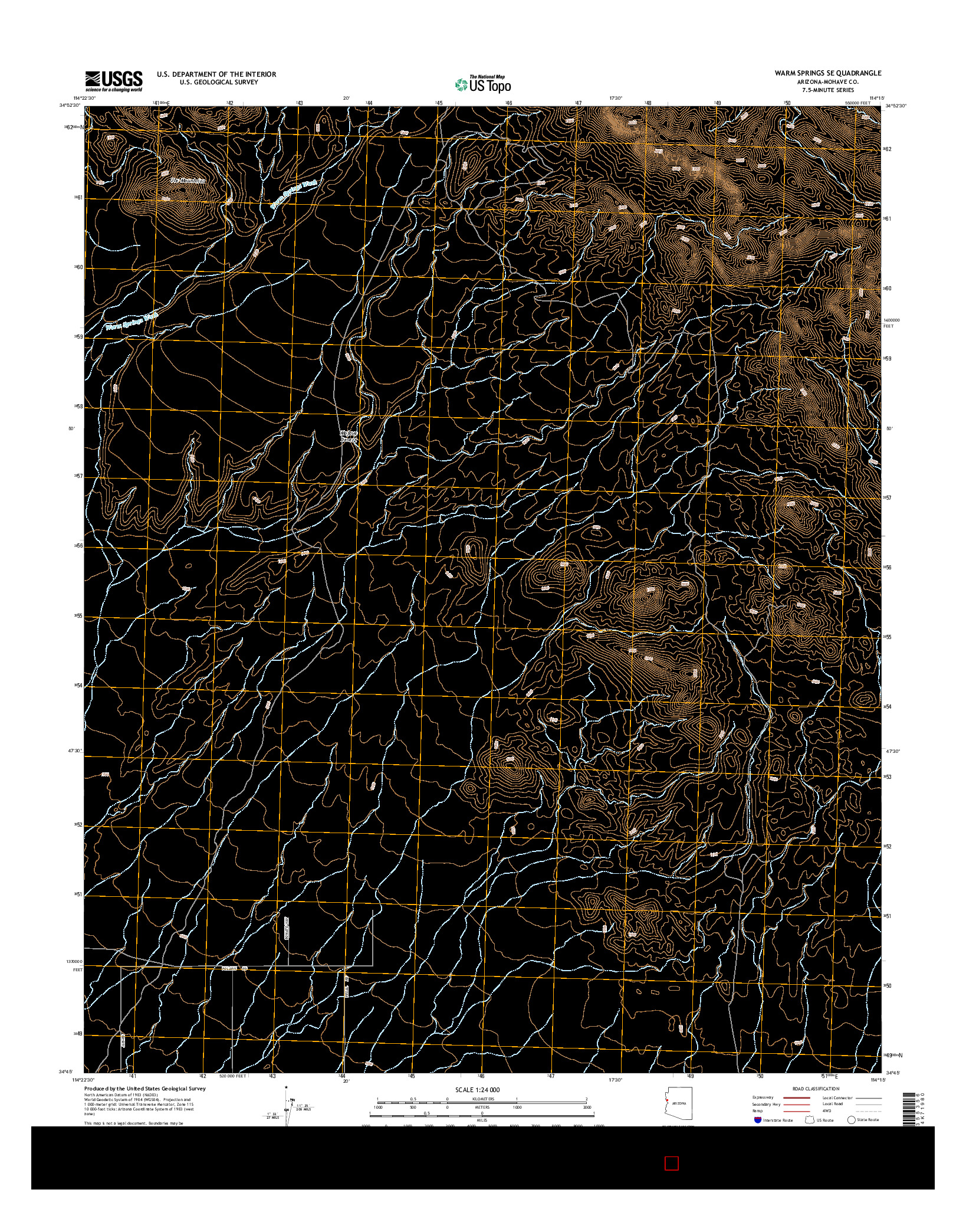 USGS US TOPO 7.5-MINUTE MAP FOR WARM SPRINGS SE, AZ 2014