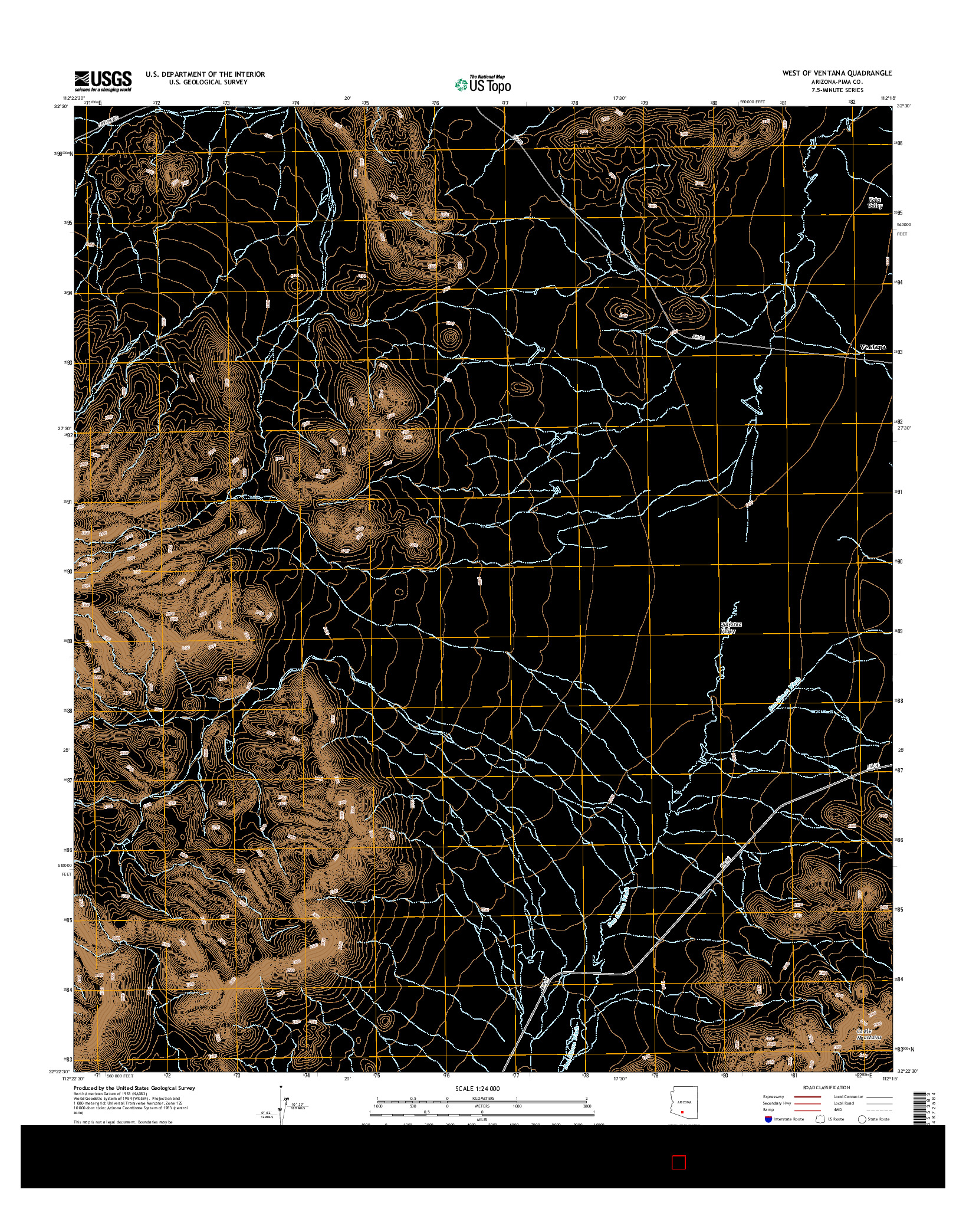 USGS US TOPO 7.5-MINUTE MAP FOR WEST OF VENTANA, AZ 2014