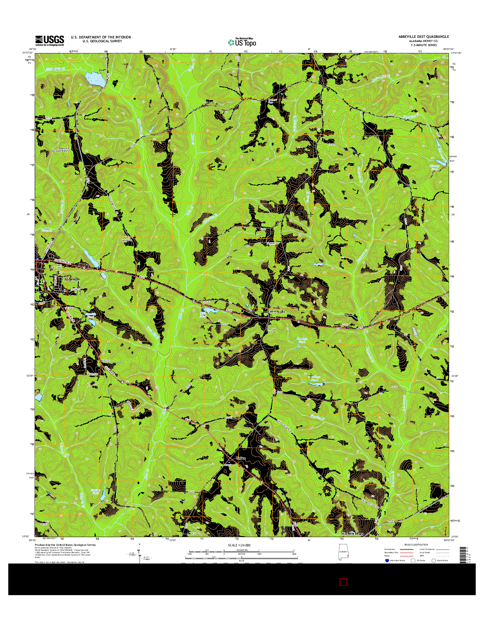 USGS US TOPO 7.5-MINUTE MAP FOR ABBEVILLE EAST, AL 2014