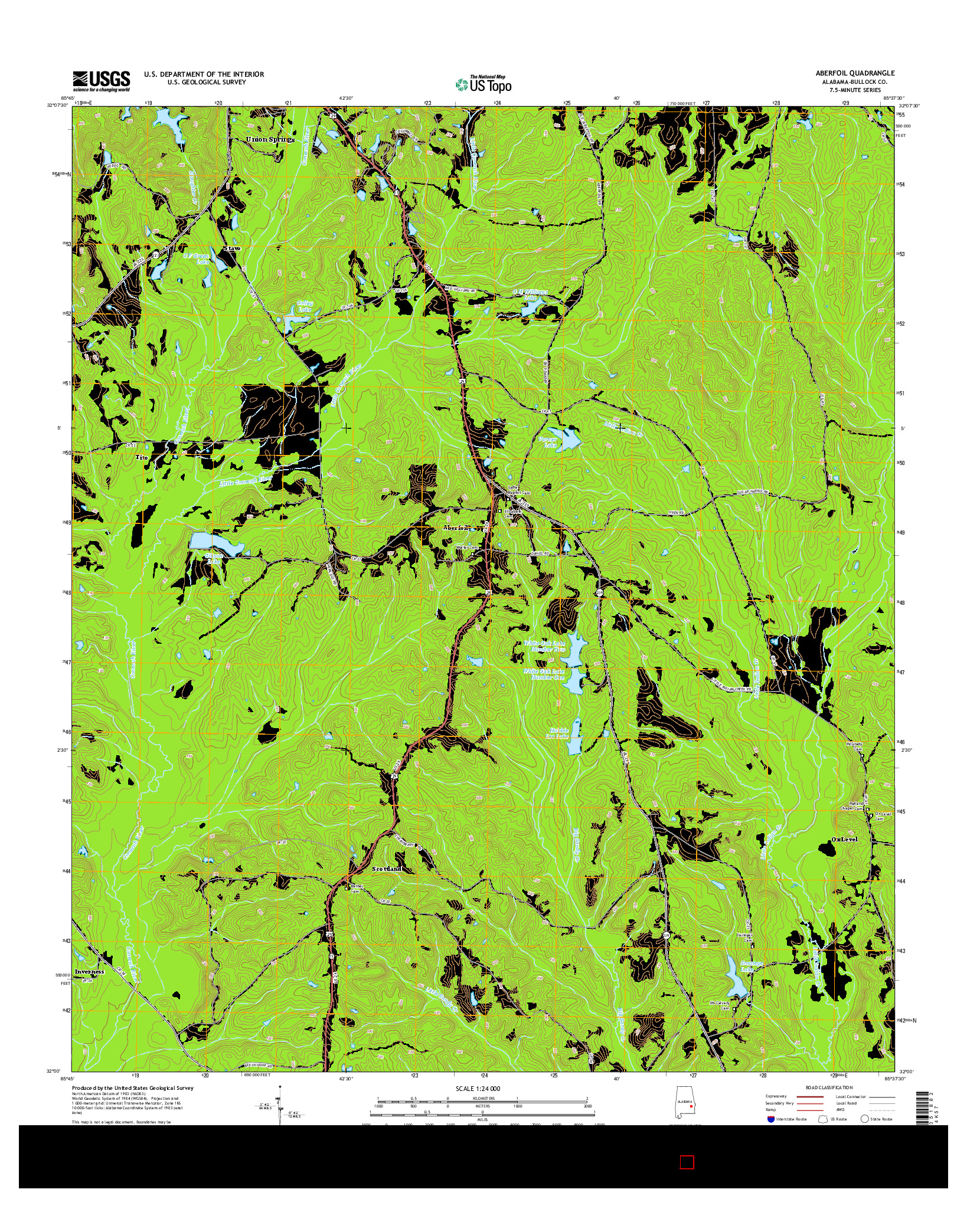 USGS US TOPO 7.5-MINUTE MAP FOR ABERFOIL, AL 2014