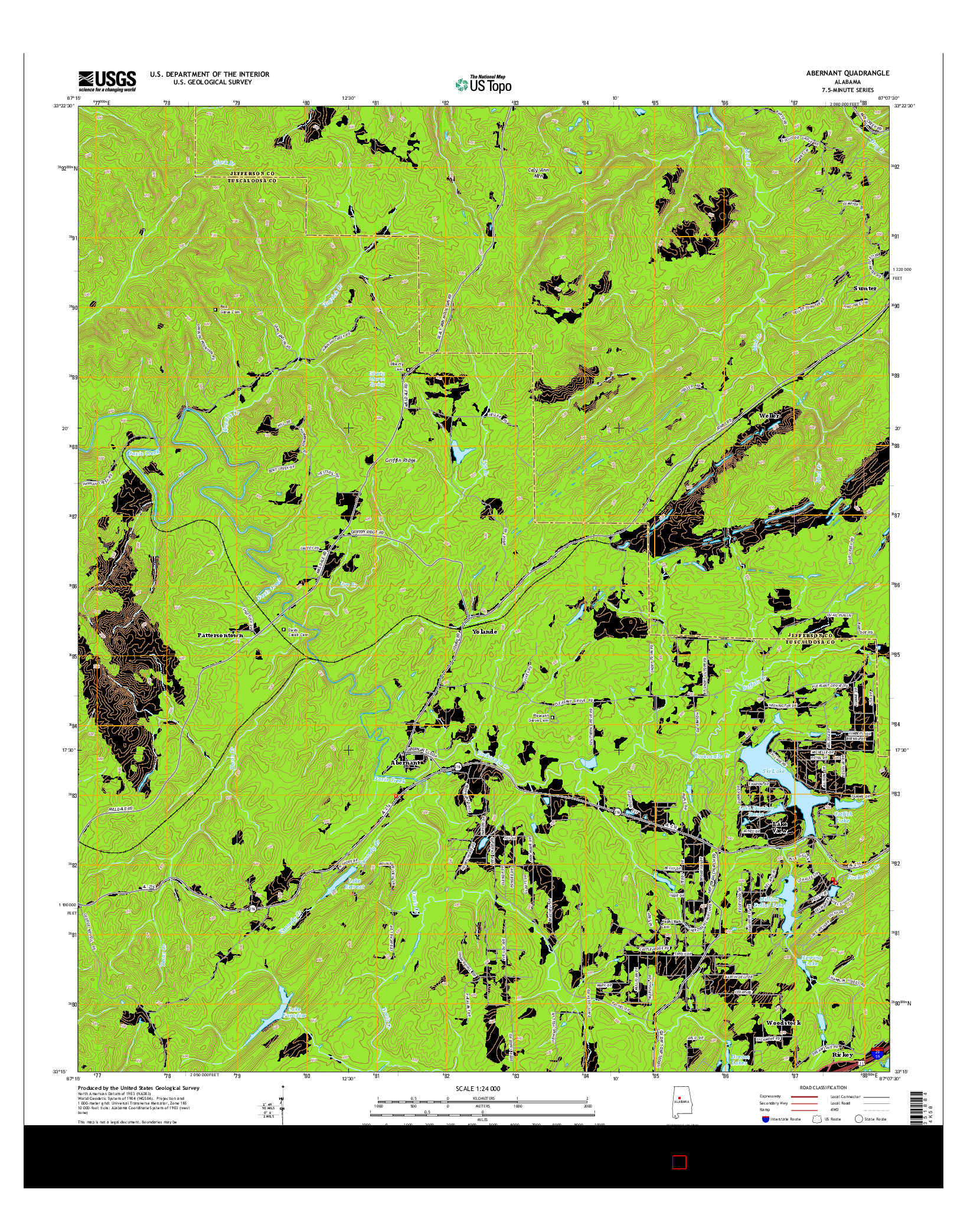USGS US TOPO 7.5-MINUTE MAP FOR ABERNANT, AL 2014