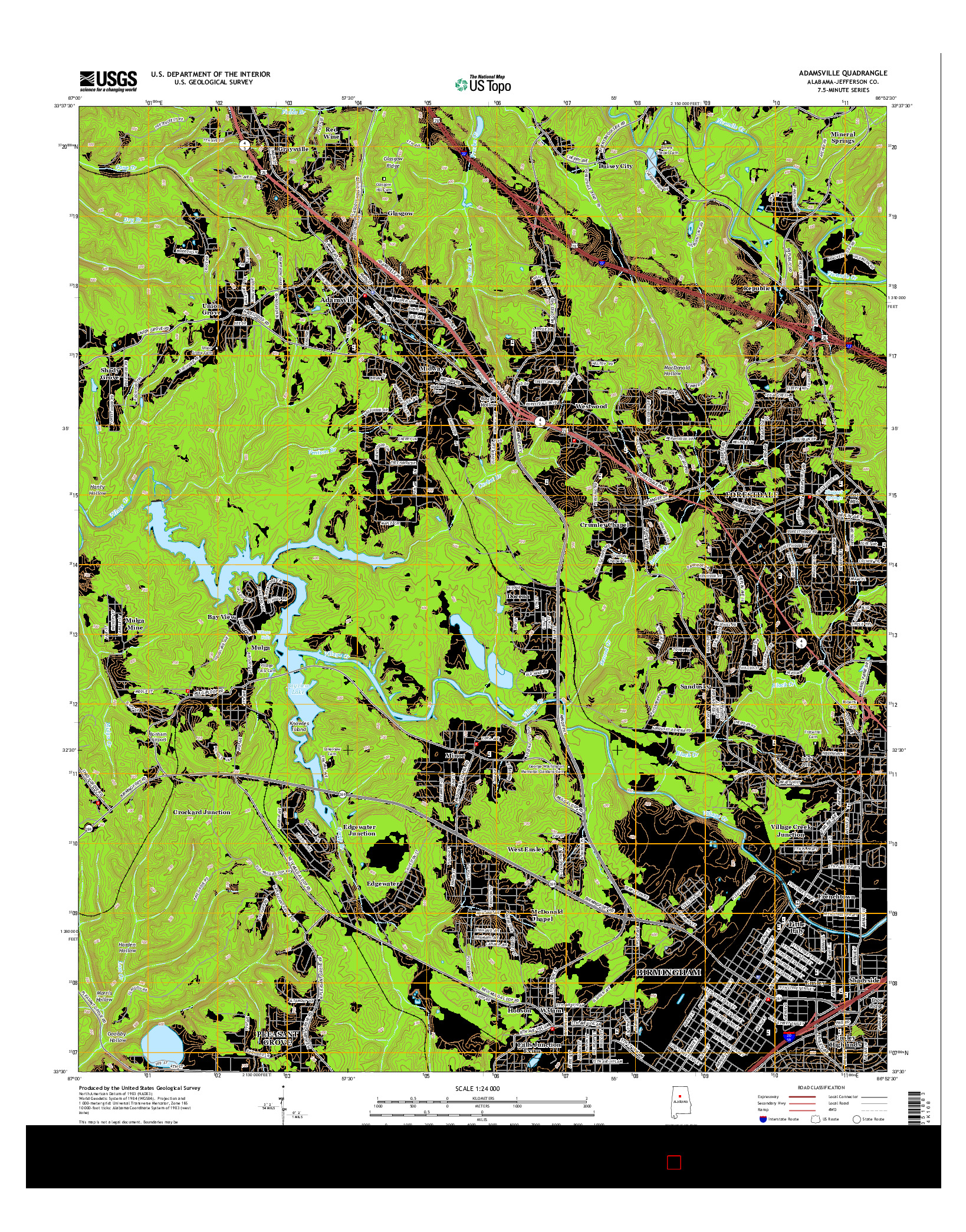 USGS US TOPO 7.5-MINUTE MAP FOR ADAMSVILLE, AL 2014