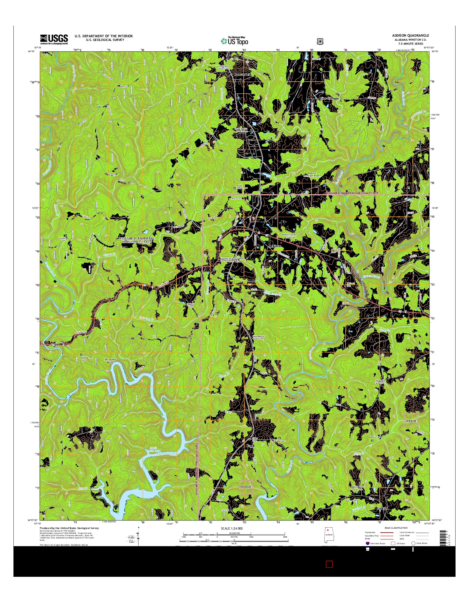 USGS US TOPO 7.5-MINUTE MAP FOR ADDISON, AL 2014