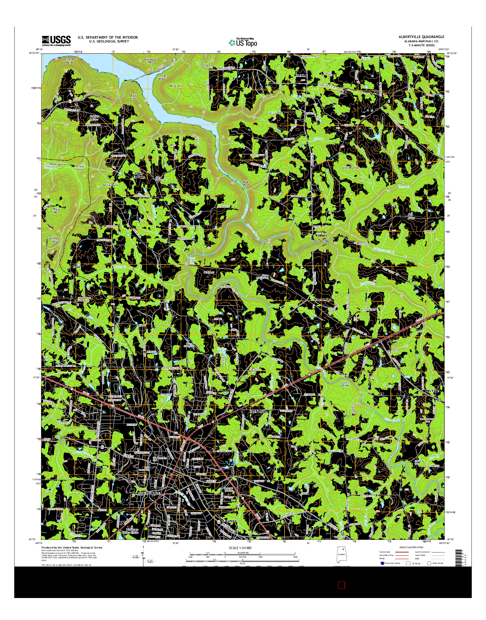 USGS US TOPO 7.5-MINUTE MAP FOR ALBERTVILLE, AL 2014