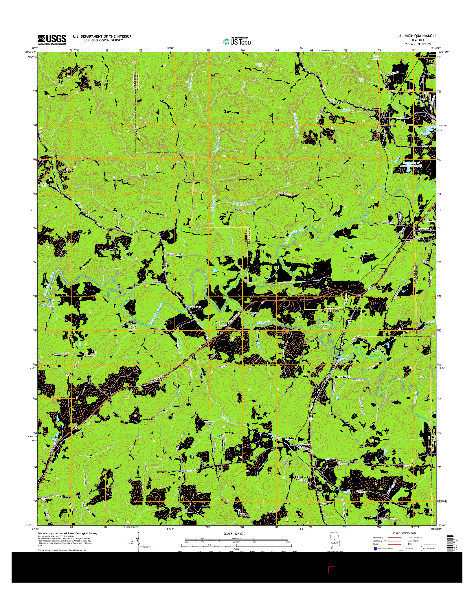 USGS US TOPO 7.5-MINUTE MAP FOR ALDRICH, AL 2014