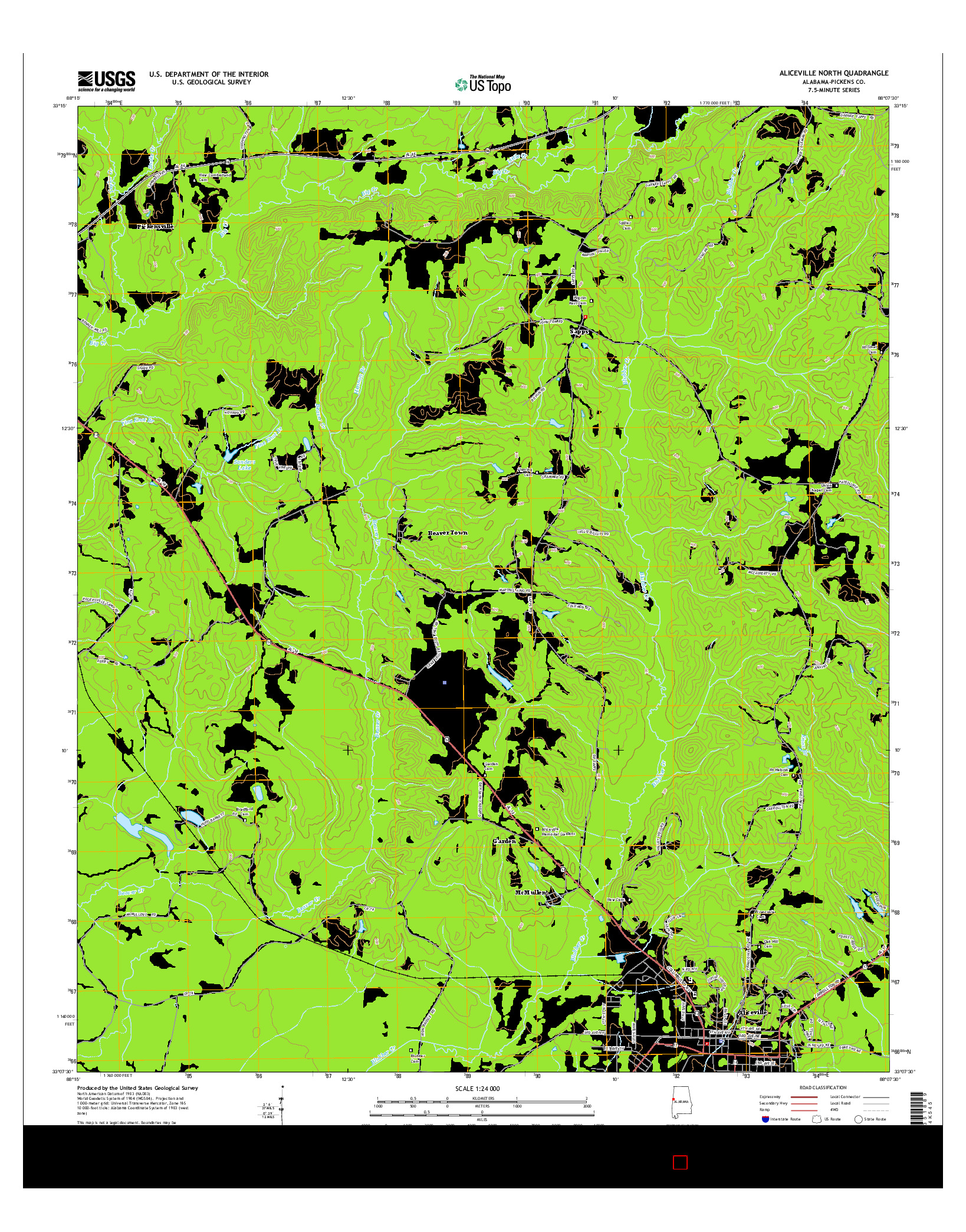 USGS US TOPO 7.5-MINUTE MAP FOR ALICEVILLE NORTH, AL 2014