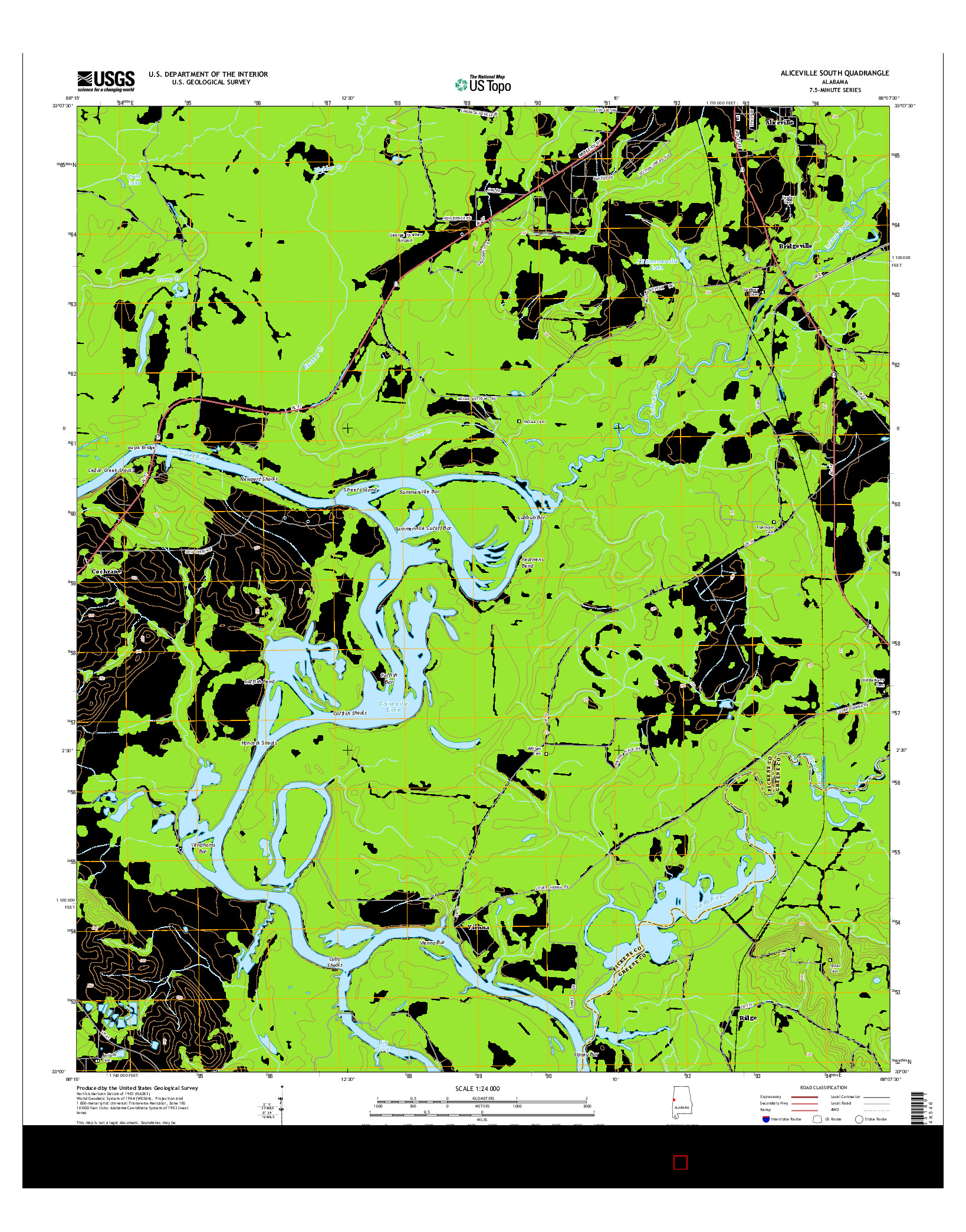 USGS US TOPO 7.5-MINUTE MAP FOR ALICEVILLE SOUTH, AL 2014