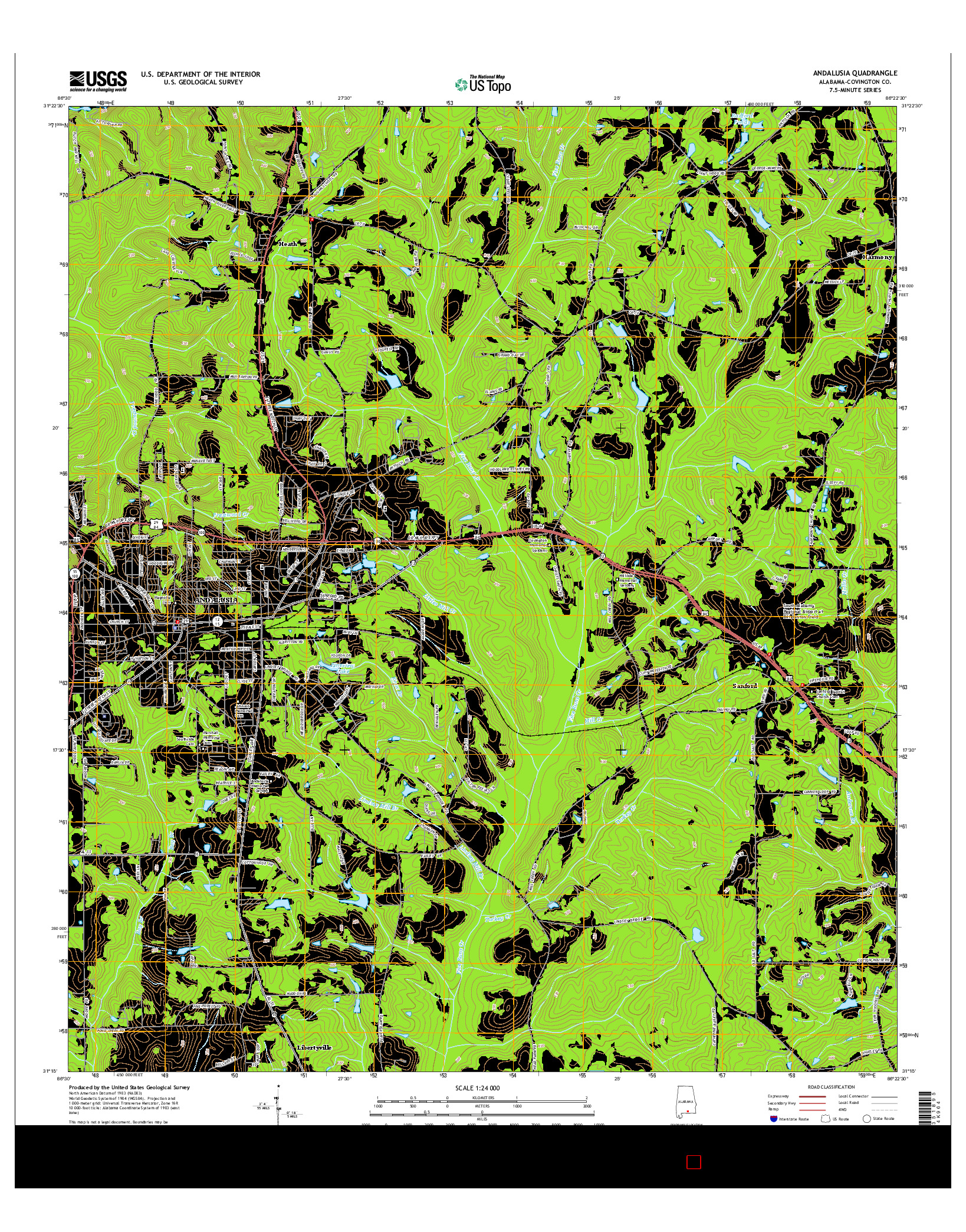 USGS US TOPO 7.5-MINUTE MAP FOR ANDALUSIA, AL 2014